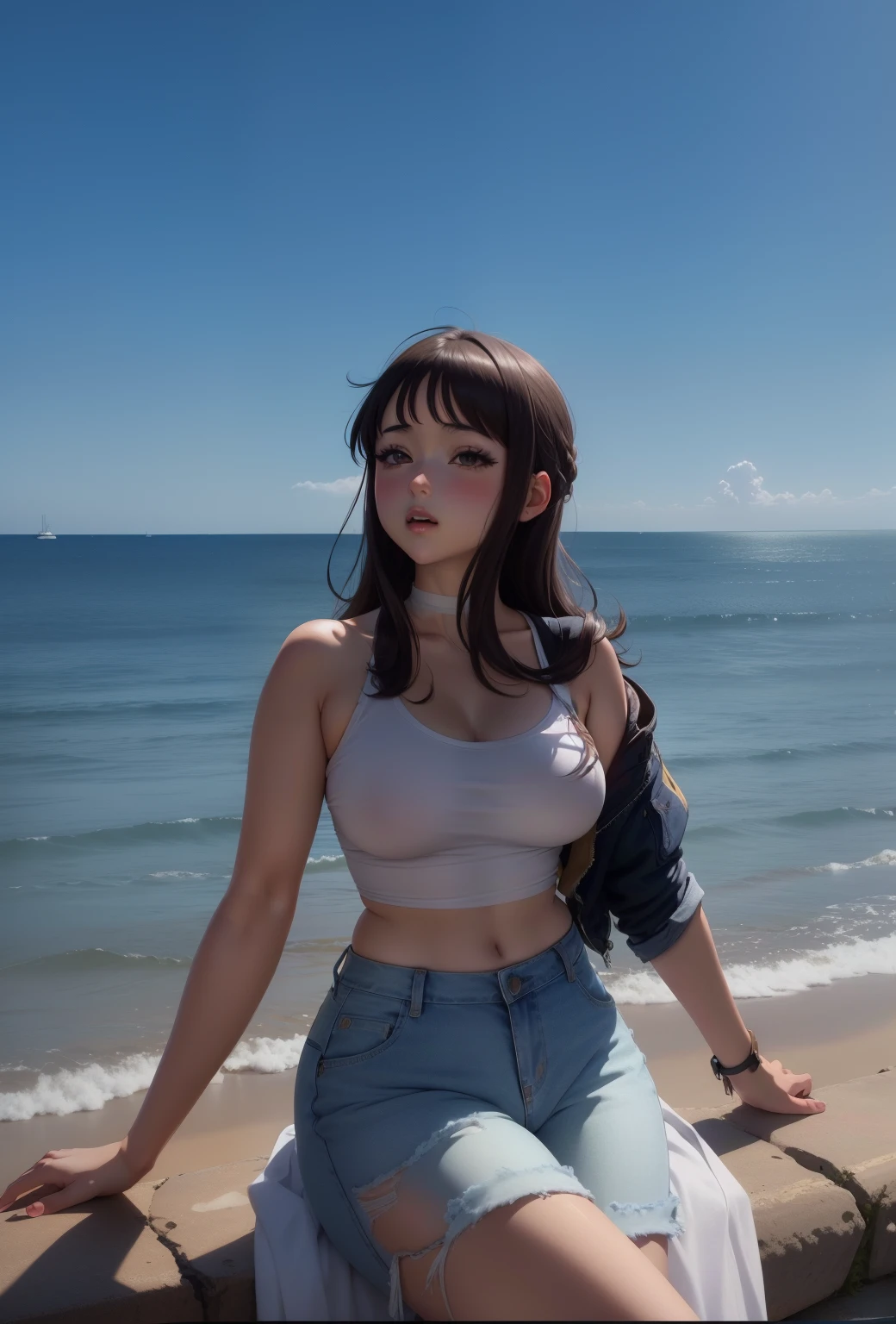 anime girl avec de gros seins posant dans un haut jaune et un jean, séduisante fille d’anime, Ilya Kuvshinov. 4 km, [ Art numérique 4 km ]!!, Style Anime 3D réaliste, Jolie fille d’anime, Artgerme extrêmement détaillé, Oppai, Style anime 4 K, Rendu photo réaliste Anime girl, Anime hyper réaliste, style anime. 8k