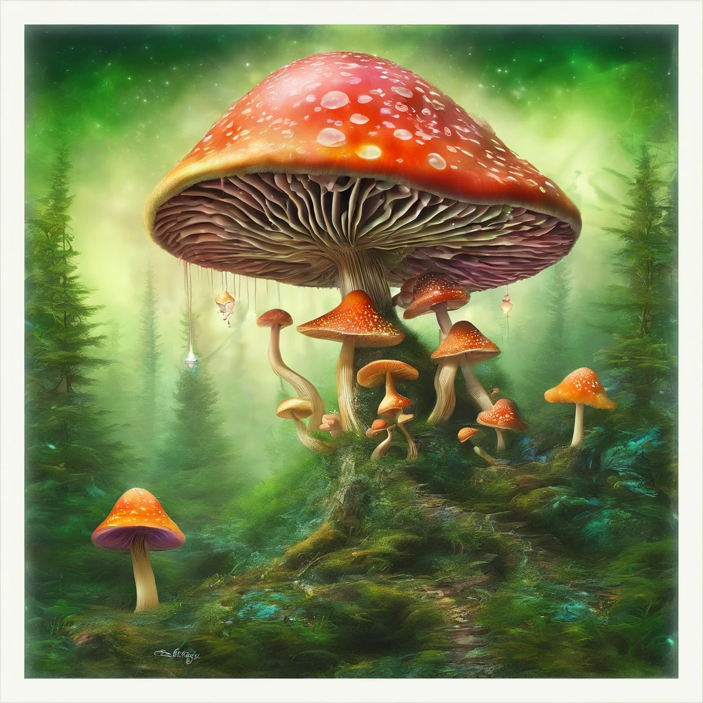 magic mushroom, fantasy, scientist, green, forests