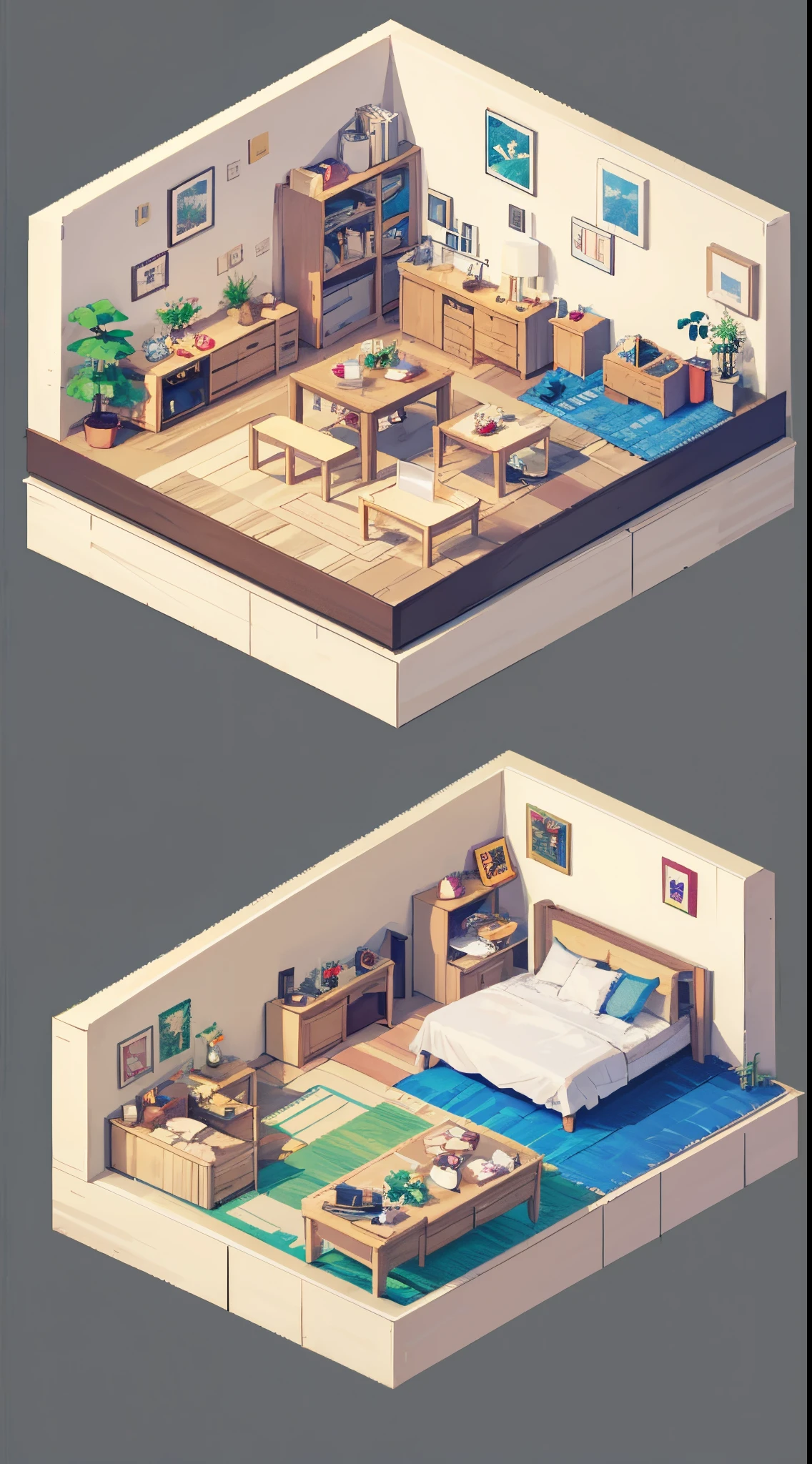 pixel, pixel art, luxurious bedrooms, isometric perspective, simple background,