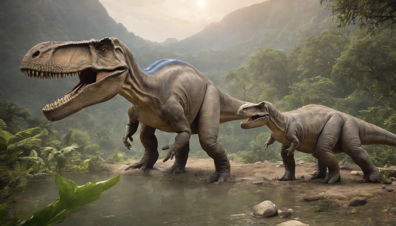 dinosaurs,miraculous view,The miracle of life,adventuring,exploring,huge dinosaur fossil,mysterious ancient creatures,A combination of nature and technology,jungles,Fantasy Island
