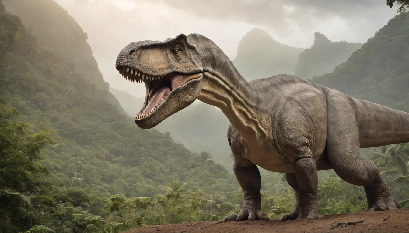 dinosaurs，miraculous view，The miracle of life，adventuring，exploring，huge dinosaur fossil，mysterious ancient creatures，A combination of nature and technology，jungles，Fantasy Island
