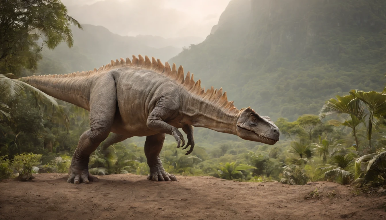 Spinosaurus walking in the jungle