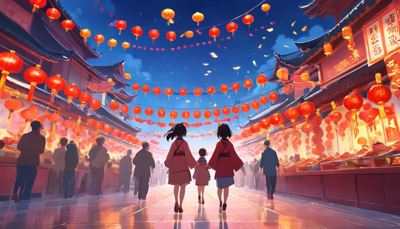 Very beautiful Chinese New Year scene，Large depth of field perspective，NOhumans，Vivid effects and details，Excellent picture quality，A high resolution