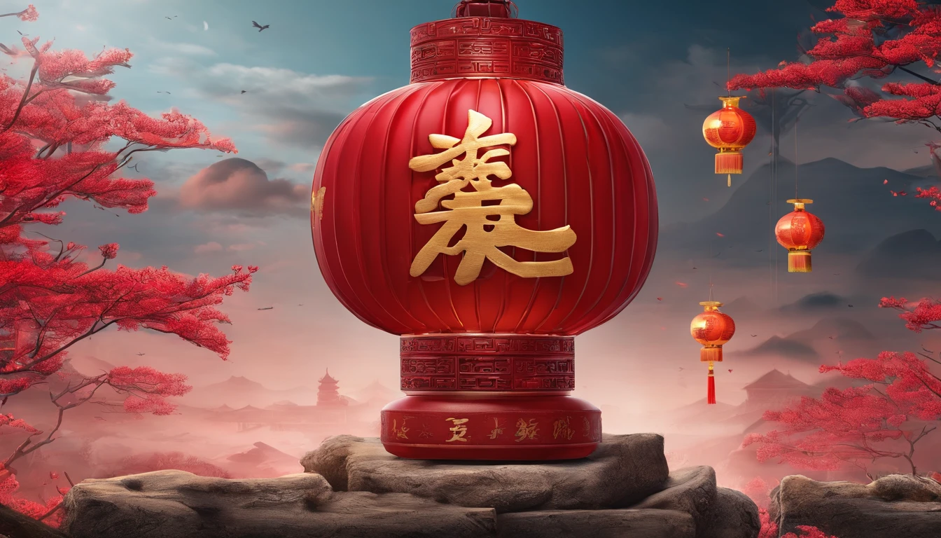 Very beautiful red lantern 3D,Chinese New Year scene,Large depth of field perspective,NOhumans,Vivid effects and details,Excellent picture quality,A high resolution