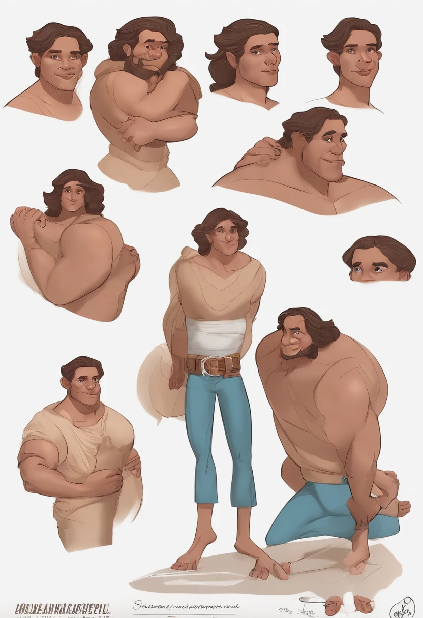 cartoon a human-like pigmodel sheet