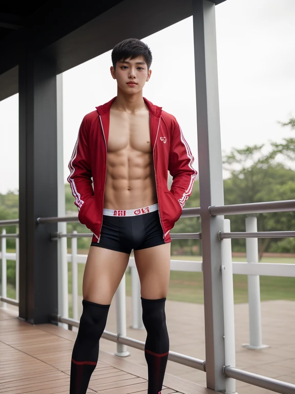 teenagers , young , light-skin , wearing an dark red sexy underwear, tmasterpiece,k hd,the feet,Transparent sports vest,semi transparent,black long socks,The barefoot , red colour , handsome and cute , extreme cute boy , white skin , dark red underwear boxers shorts , extremely tall and cute boy ,oppa model , handsome model , full body , dark red boxers underwears short shorts , black socks , white light-skin , Chinese model , young boy , white skin , handsome and extremely cute , red boxers underwear shorts , long black socks , handsome model , at the park , jogging , model oppa , long legs , jogging , running , high knee black socks ,black long socks , stand up , extremely tall , extremely high , red underwears , red sports underwear , long black socks , clean and white legs , Chinese model , extremely long legs , looking at the camera , clean and white thigh , heavy bulge , kid face , baby face , wearing jacket
