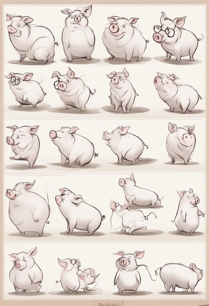 official concept art, Character designs for animation, animated character design, very stylized character design, ( ( character concept art ) ), stylized character design, Reference model sheet, Pig Pig Pig, Mr. Nimbus Character Design, Character design, Character change, Hybrid pig