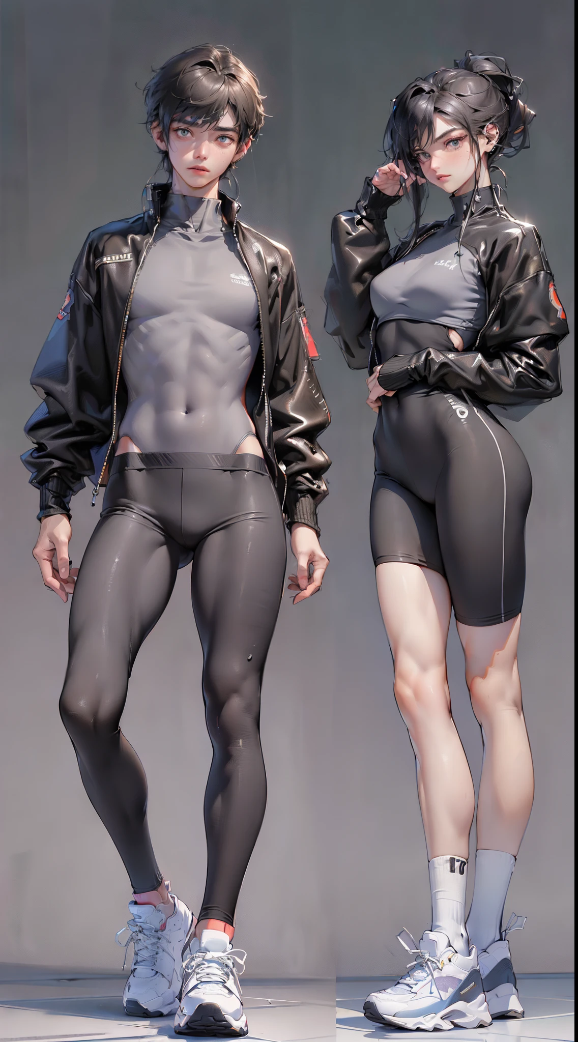 (Full body like:1.2),( long leges, Height 170 cm), (Best quality at best, 4K, 8K, A high resolution, tmasterpiece:1.2), ultra - detailed, (actual, realisticlying, Photorealistic:1.37), moody gestures, western metal, Moderate chest size, Happy expression, Sports student uniform with sneakers