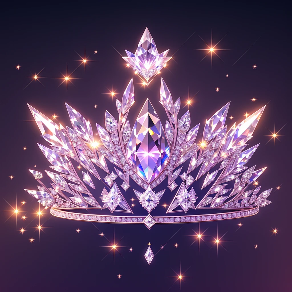 Diamond Crystal Jewel Crown icon, Phoenix element, Sailor Moon style, Gorgeous Crown,ui design,Diamond crystal, Intricate headwear,Brilliant and elegant,minimalist luminous, white background, isometric Ul interface with 3d elements, 3d rendering, hologram, high detail, gad rays, c4d, 8k，