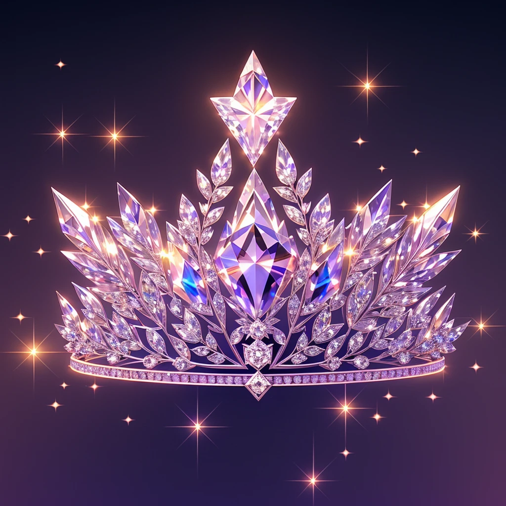 Diamond Crystal Jewel Crown icon, Phoenix element, Sailor Moon style, Gorgeous Crown,ui design,Diamond crystal, Intricate headwear,Brilliant and elegant,minimalist luminous, white background, isometric Ul interface with 3d elements, 3d rendering, hologram, high detail, gad rays, c4d, 8k，