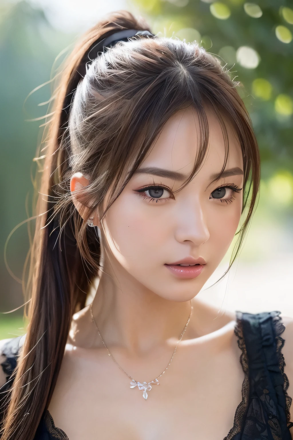 Focus on people。Create and express the best shining composition of the person in a realistic way。((​masterpiece))、(((top-quality)))、((ultra-detailliert))、(A hyper-realistic)、(highly detailed CGillustration)、(extremely delicate and beautiful)、Girl a masterpiece、top-quality、Realistic skin feeling、Realistic fabric、We will introduce a realist illustration focusing on the center front of girls with realistic and ultra-detailed eyes.。This is the absolute rule, and the following sentence expresses the image quality。 The greatest painter in human history meets an unparalleled beauty、It is the greatest masterpiece in the history of the Inuiku Ichigo, which depicts the most beautiful figure of a lifetime.。 Create stunning anime artwork that is currently trending on seaStation、Introducing exquisite beauty and seductive aesthetics。Hair is tied up