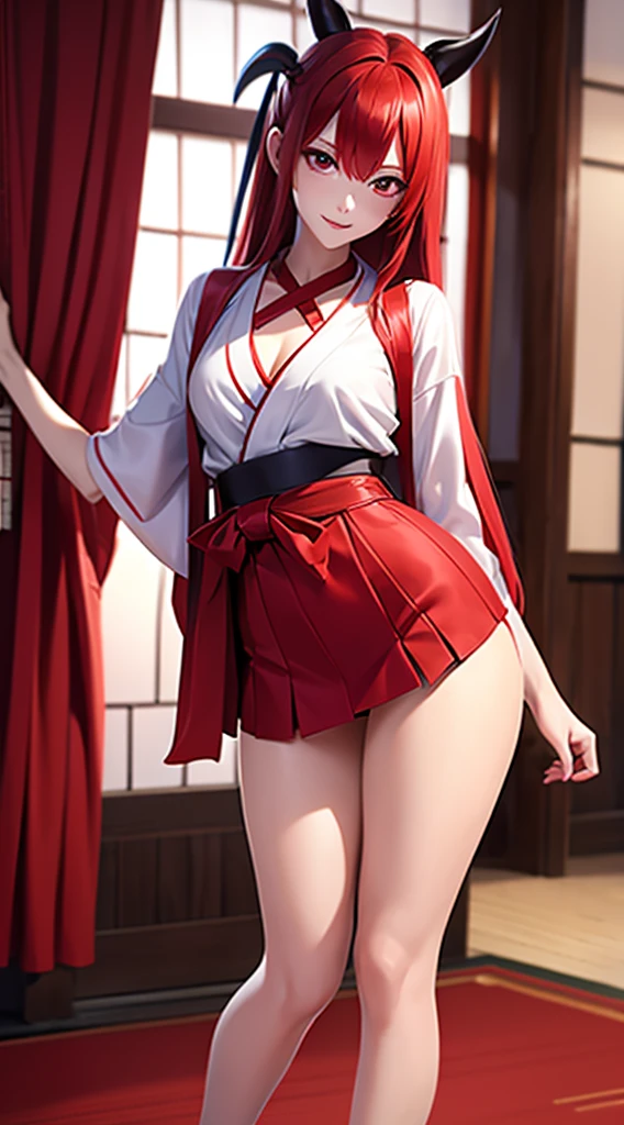 masterpiece, best quality, highres, beautiful face, top body is hyper realistic thicc muscle and hyper largest_breasts!! with the type of squeeze boobs_melons, lower is huge buttocks, shiny busty body, 1girl, yae miko kimono shorts open.