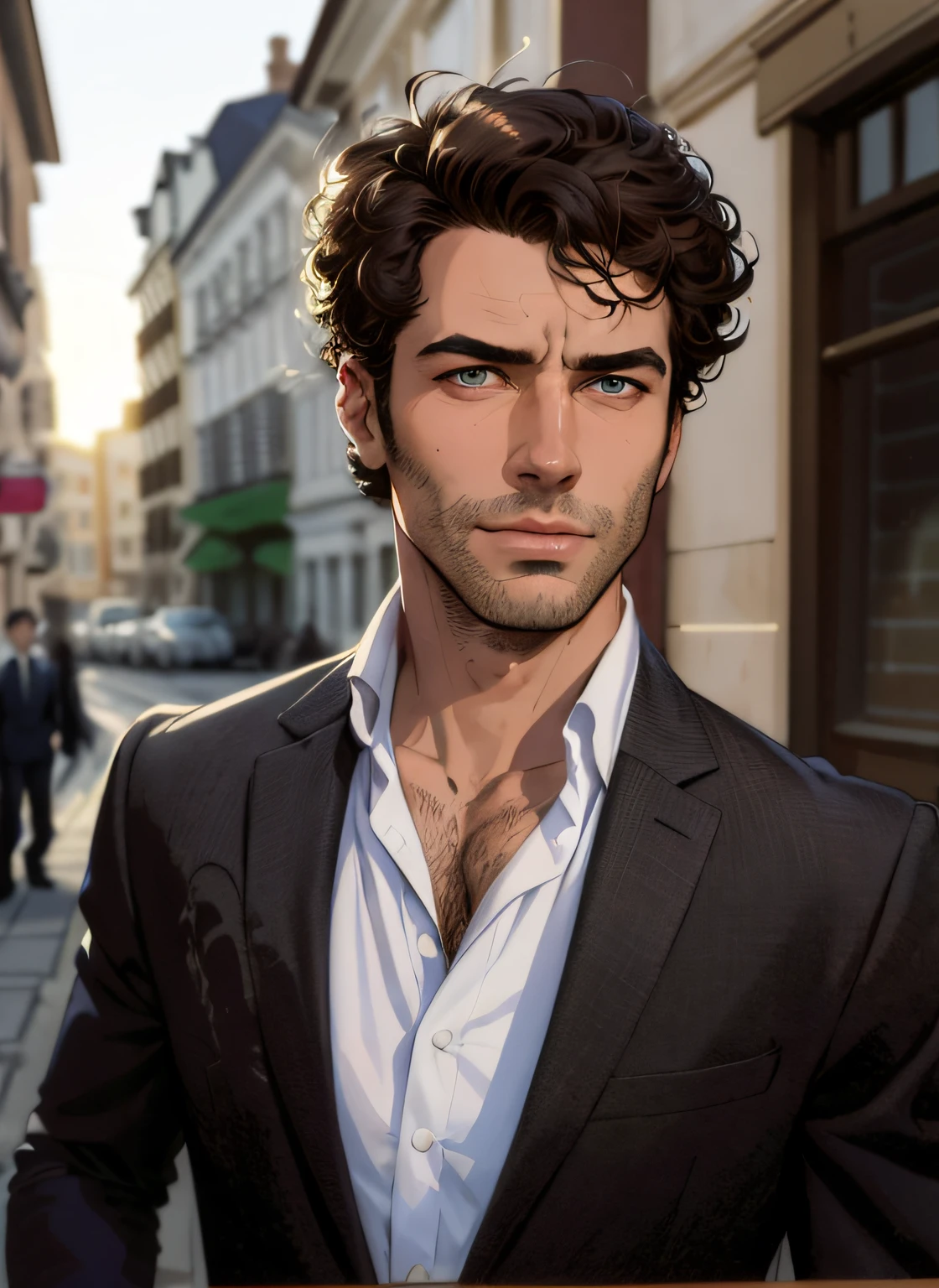 There is a man in a suit and tie standing on the street, Anime handsome avatar, anime handsome man, Handsome and stunning reality, cool guy, Handsome men, detailed character portrait, Handsome and delicate face, character art portrait, Attractive man, human male character art, fantasy male portrait, digital art of an elegant, inspired by Nelson Alexander Ross