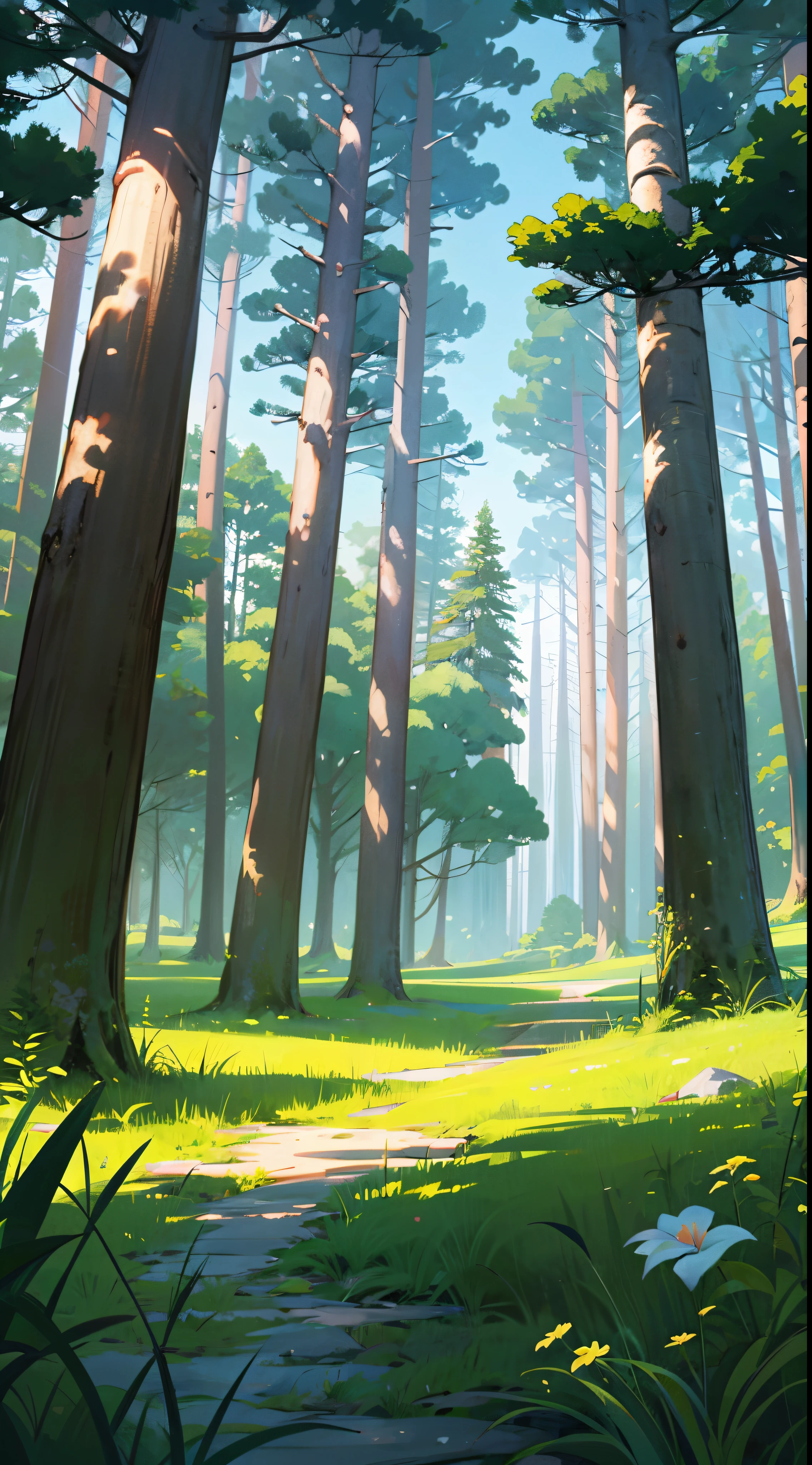 anime backgound, ghibli backgound style, forest, (a lot of trees),