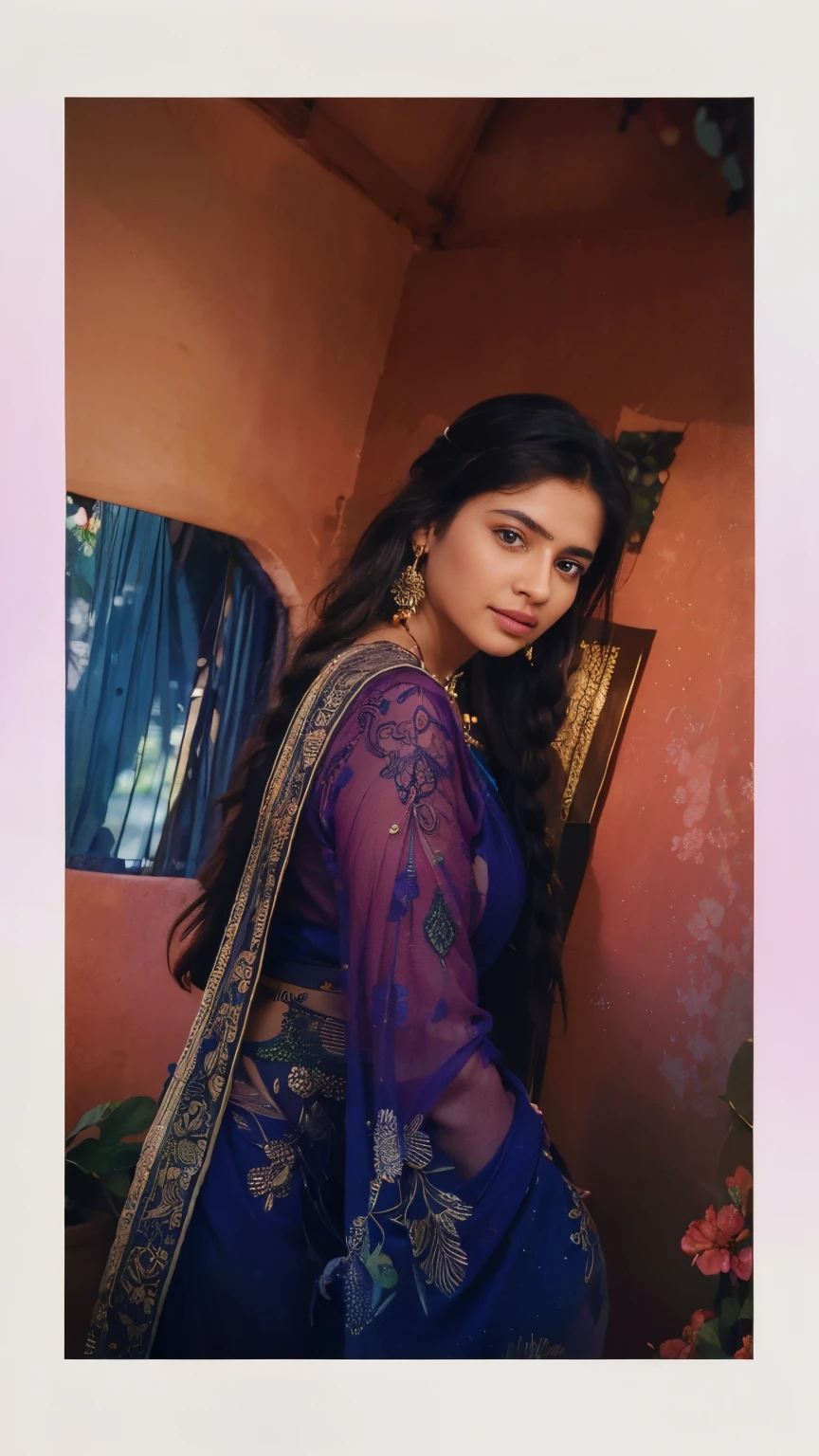 (best quality,4k,8k,highres,masterpiece:1.2),ultra-detailed,(realistic,photorealistic,photo-realistic:1.37),portraits,beautiful girl,Indian girl,saree,floor-length saree,colorful saree,embroidered saree,flowing saree,traditional attire,graceful pose,delicate features,stunning eyes,long eyelashes,beautiful lips,lovely smile,detailed facial expression,soft and smooth skin,expressive eyes,rosy cheeks,perfectly styled hair,ornamented braid,earrings,necklace,bangles,bindi,rich and vibrant background,floral garden,flowers in full bloom,tall trees,green foliage,colorful birds,fountains,butterflies,soft natural lighting,warm color tones,enchanted atmosphere beautiful background