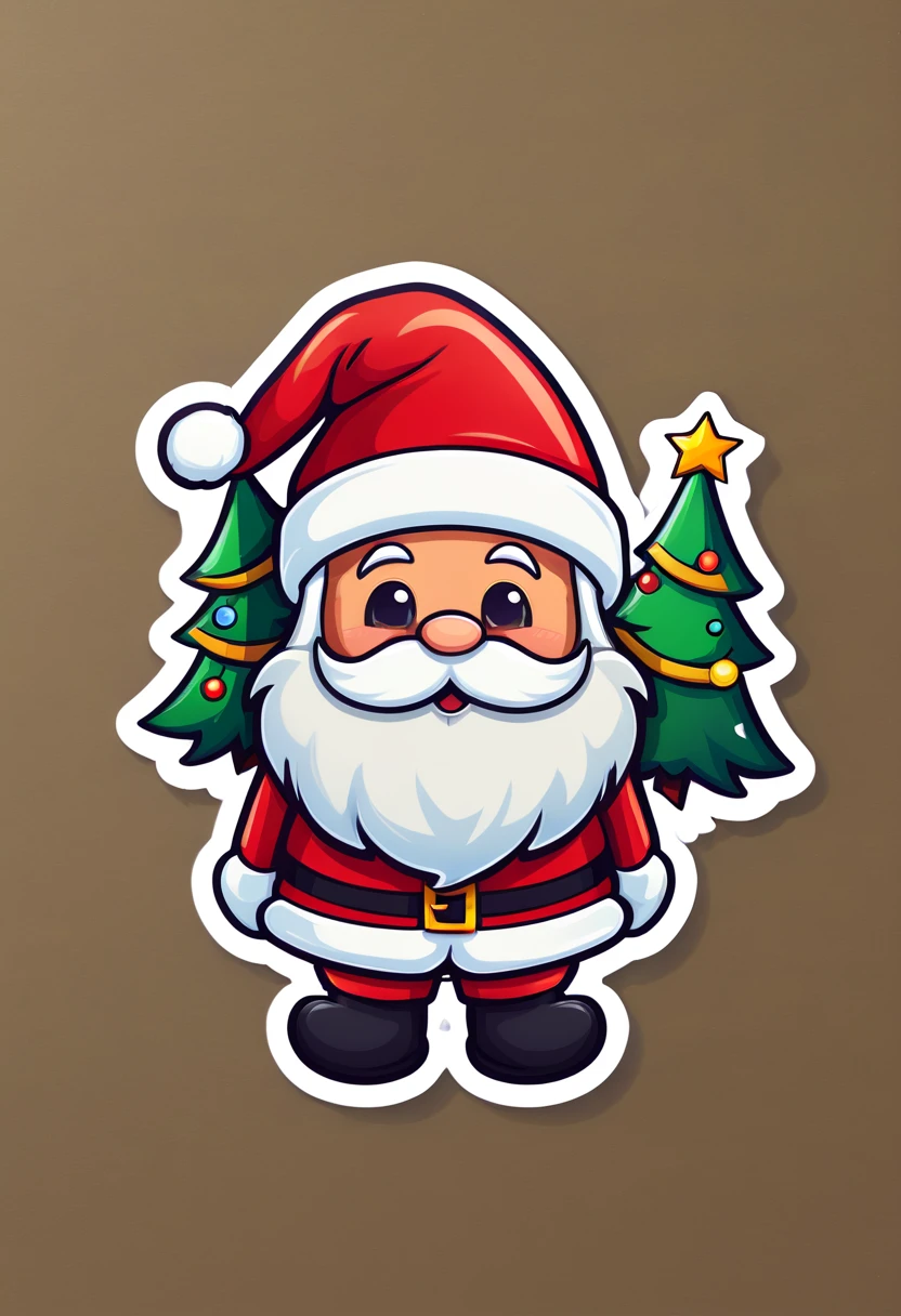 One sticker, christmas, sockes, Christmas tree, santa, simple backgound