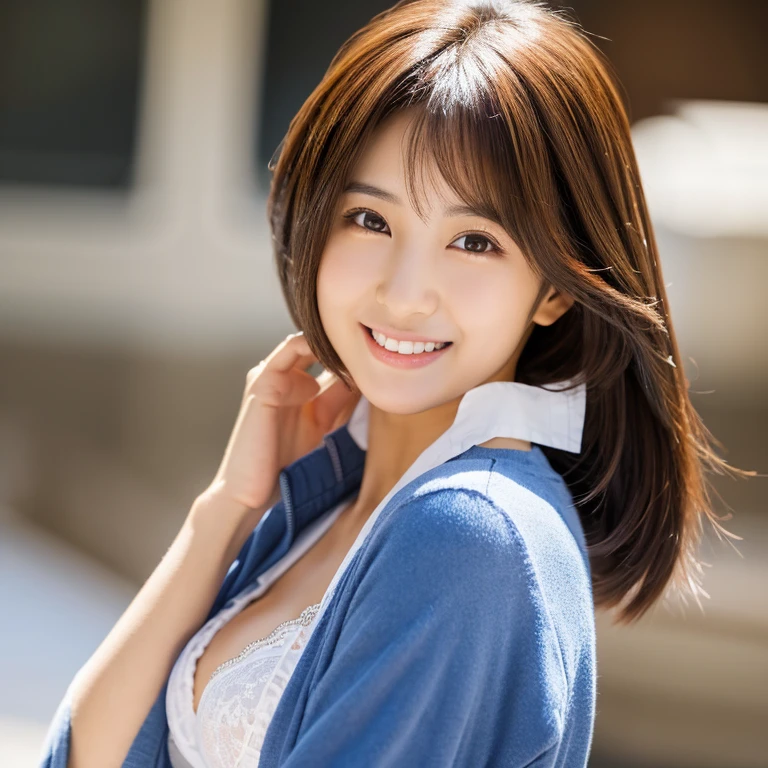 Arab Asian woman with short brown hair posing for a photo, Beautiful Asian Girl, young cute wan asian face, Gorgeous young Korean woman, Realistic Young Gravure Idol, girl cute-fine-face, Beautiful young Korean woman, the face of a beautiful Japanese girl, With short hair, cute seductive smile, friendly seductive smile, Young adorable Korean face、Pose that emphasizes the chest in underwear、Kamimei