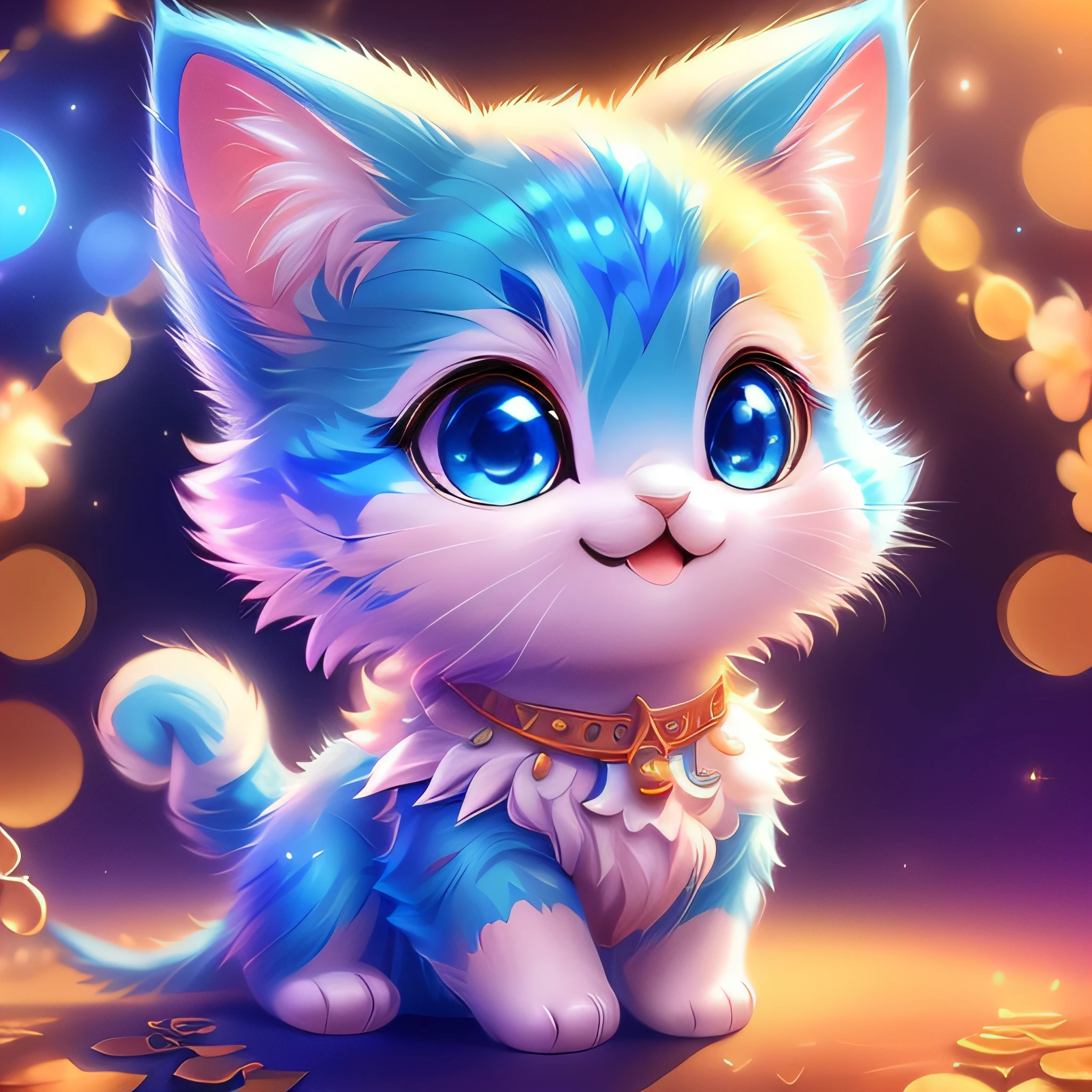 cute cat、 Adoly， Logo design， comics， movie lighting effects， 3D vector graphics， cute and quirky， Fantasy art， bokeh， hand-drawn， digitalpainting， soft-lighting， 4k resolution， photoreal render， High level of detail and purity，  Photorealistic masterpiece， professional photoshoot， Simple cosmic background， flat white background，Bright vector