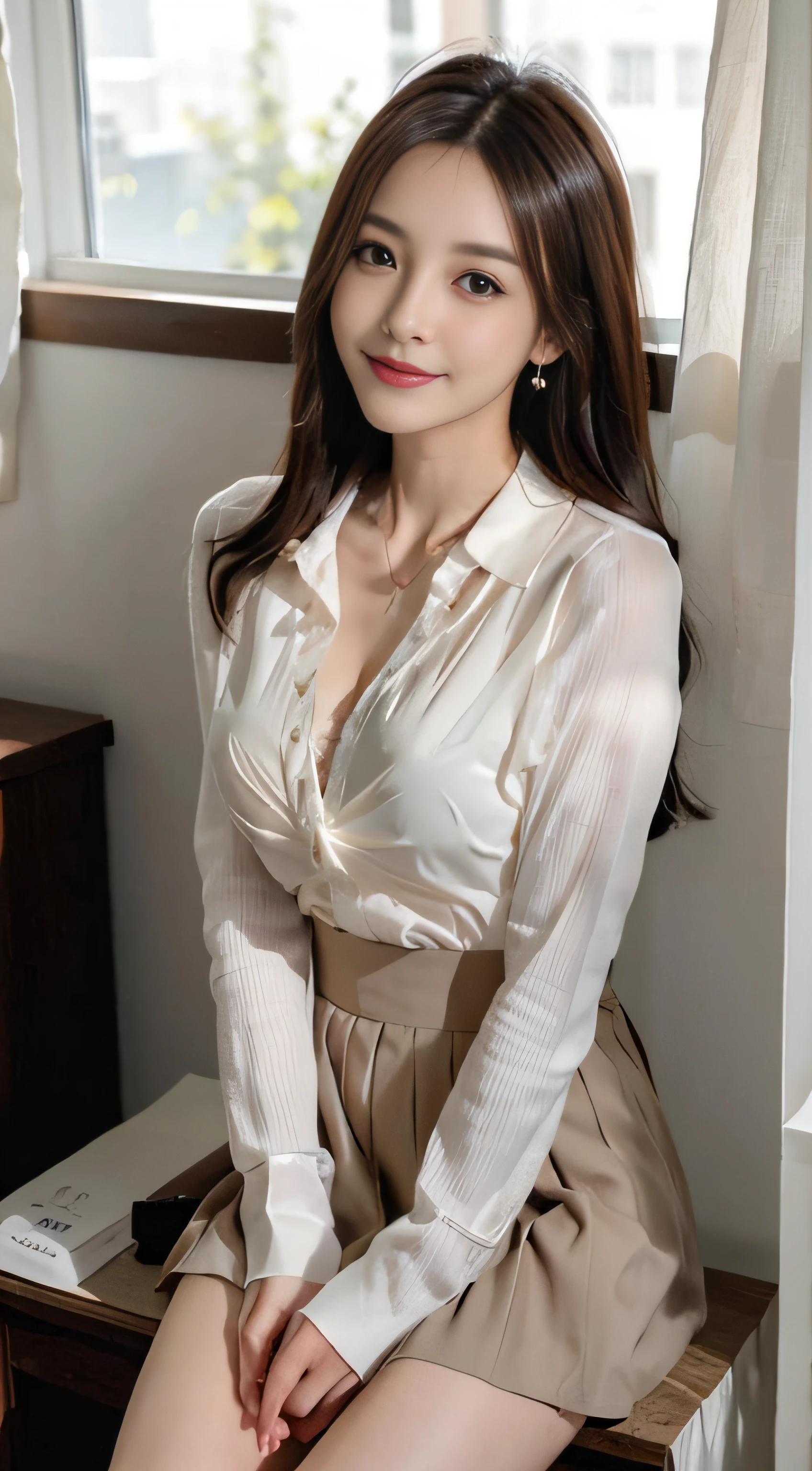 ((beautiful a girl:1.3)) ((In woods:1.3)) ((Thin_fabric:1.4))((Her face is flushed and her hair is loosely curled.:1.2)) ((breasts:1.2)) ((close-up:1.2)) Best Quality,masutepiece,超A high resolution,(Photorealistic:1.4),Raw photo,(Authentic skin texture:1.3),(Film grain:1.3),the panorama,Character Portrait,Very Wide Shot,Narrow waist,Cowboy Shot,(In the Dark, deepshadow, lowkey, cold light,) Night,((loosely wavy hair:1.2)),Streaming Tears,,Dust,Tindall Effect,(expression),1girl in,beautiful detailed eyes and face,White Jabot,Brown eyes,((Bewitching beautiful mature elite secretary in luxurious silk blouse:1.3),((Blouses and skirts, Wearing a silk blouse, wear a shirt and skirt:1.3)),fullbody shot、((full figure supermodel standing, entire body in frame))