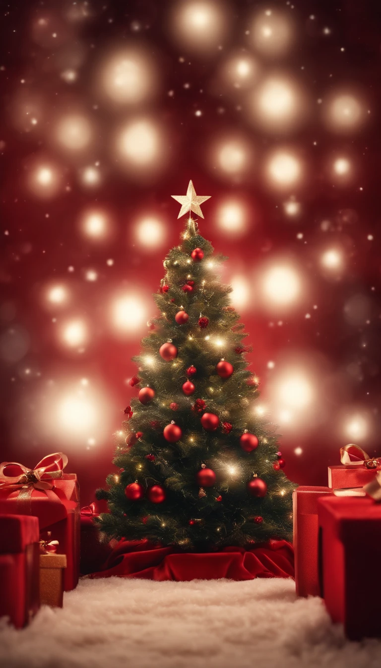 red carpet is laid out、Shining Christmas tree in the center、hiquality