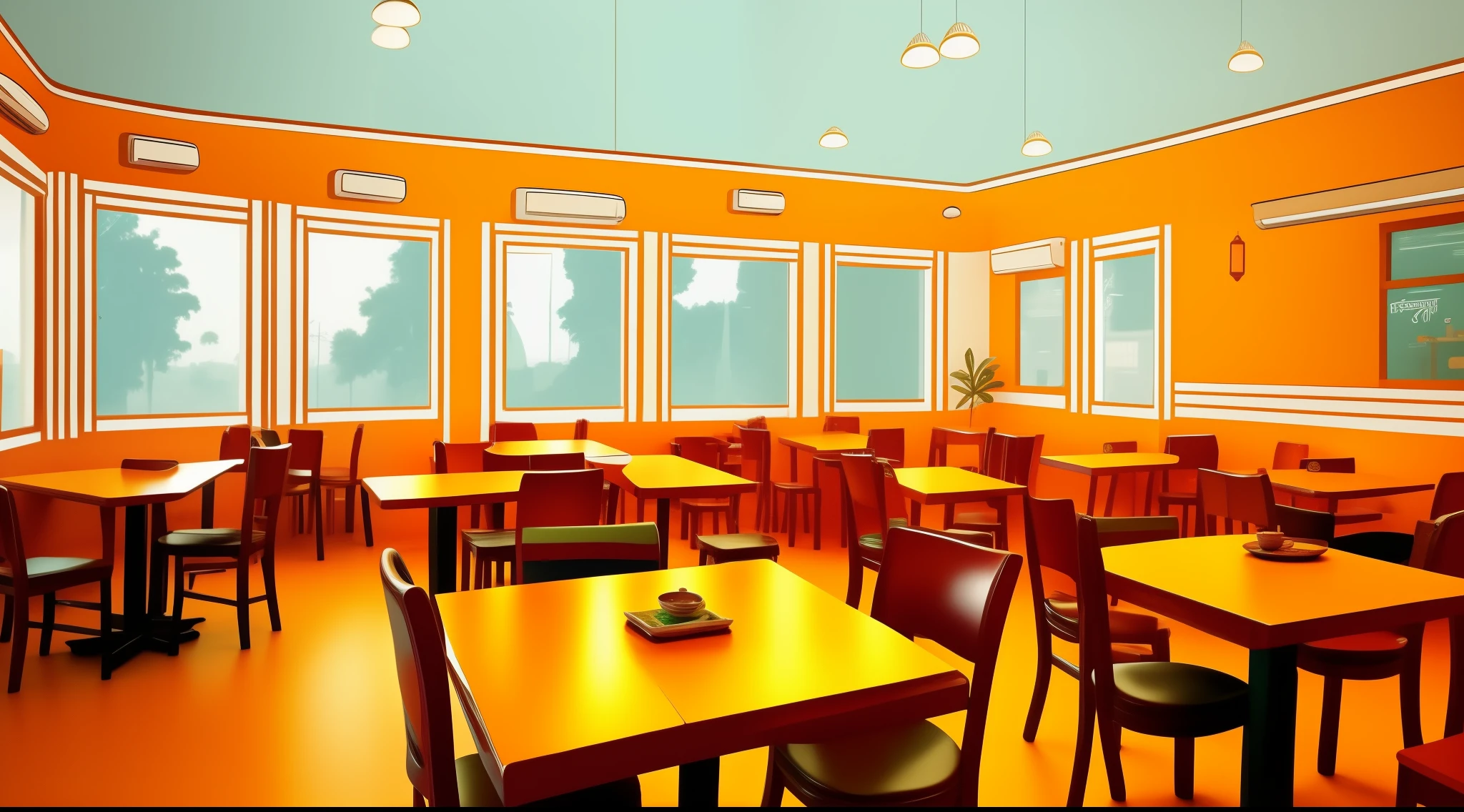 cartoon road side cafe interior, poor road side cafe interior, room , bad condition room interior, a Indian a small cafe, Indian cafe interior bright white lighting