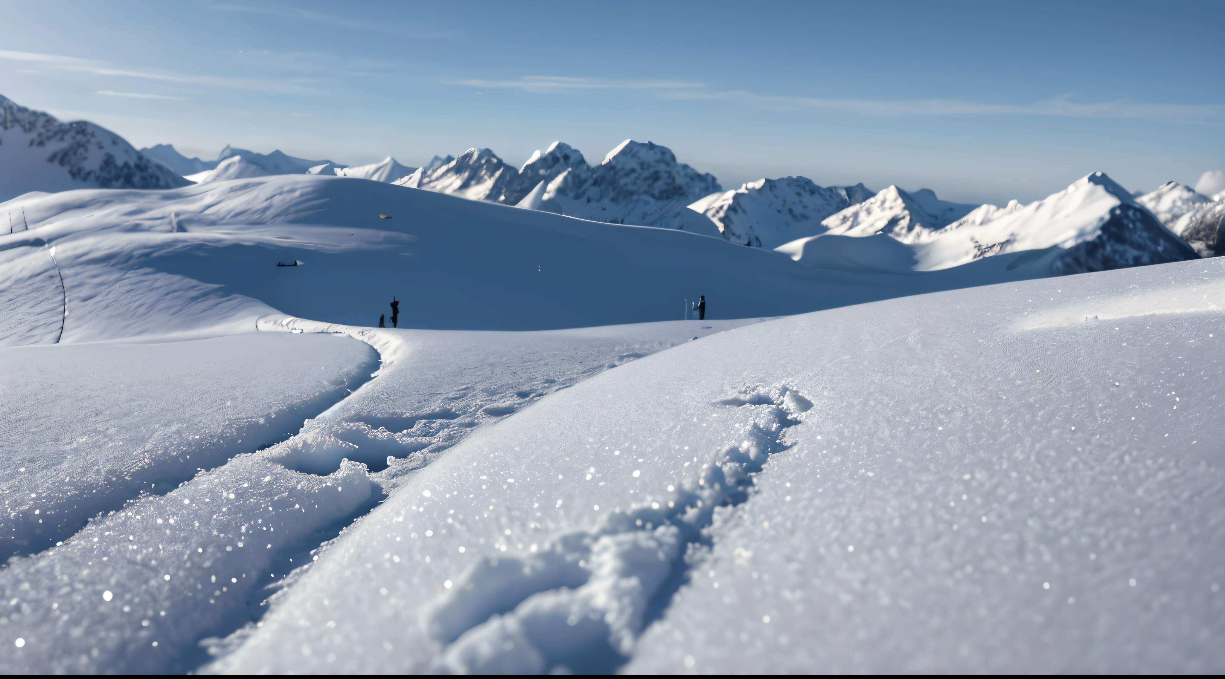 in the snow,In the microcosm,huge grass,During the day,tmasterpiece,be full of details,8K,paths,snowfield,