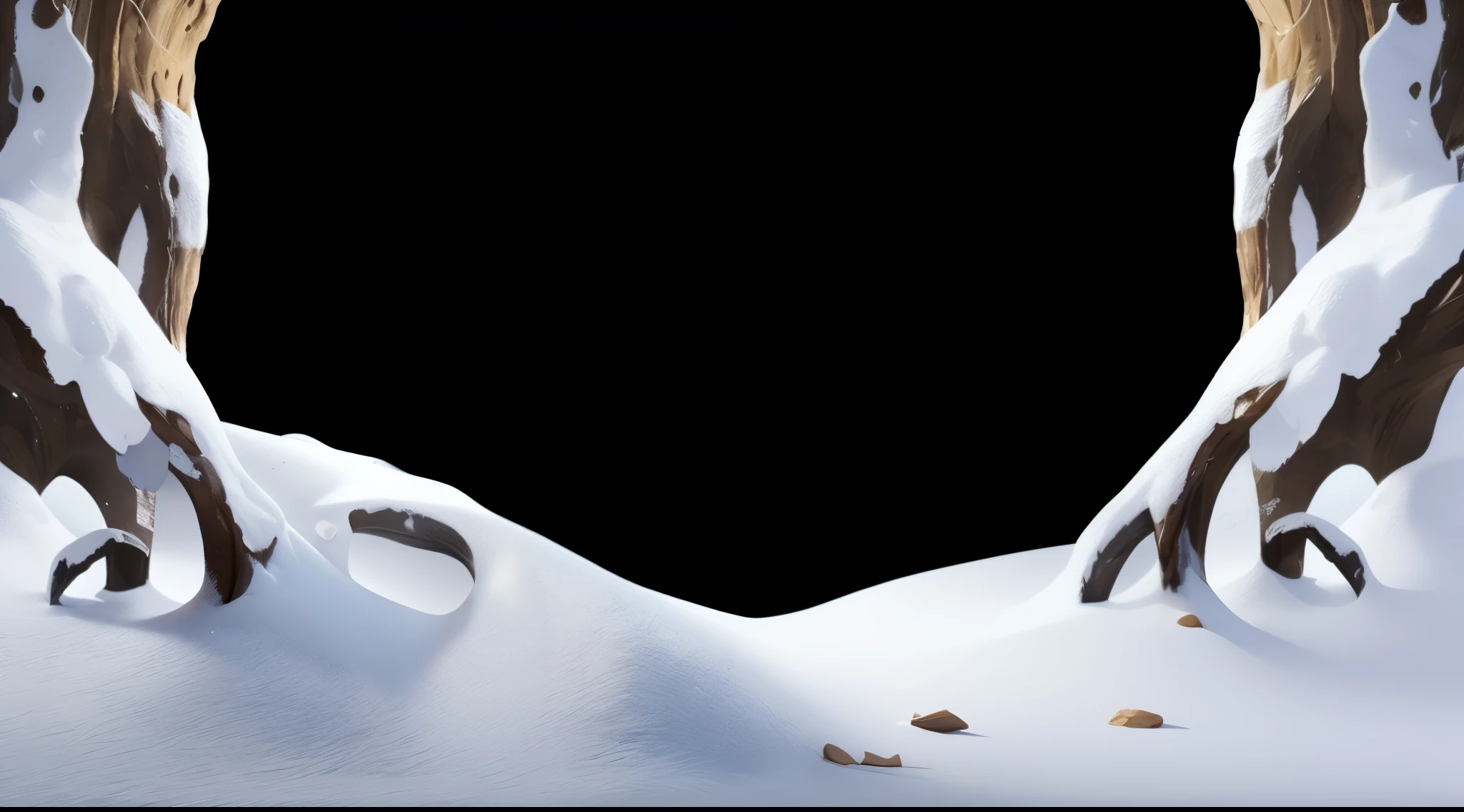 In a cave,stone wall,There is a beam of light at the top,There is snow on the ground,grassy fields,tmasterpiece,be full of details,8K,paths