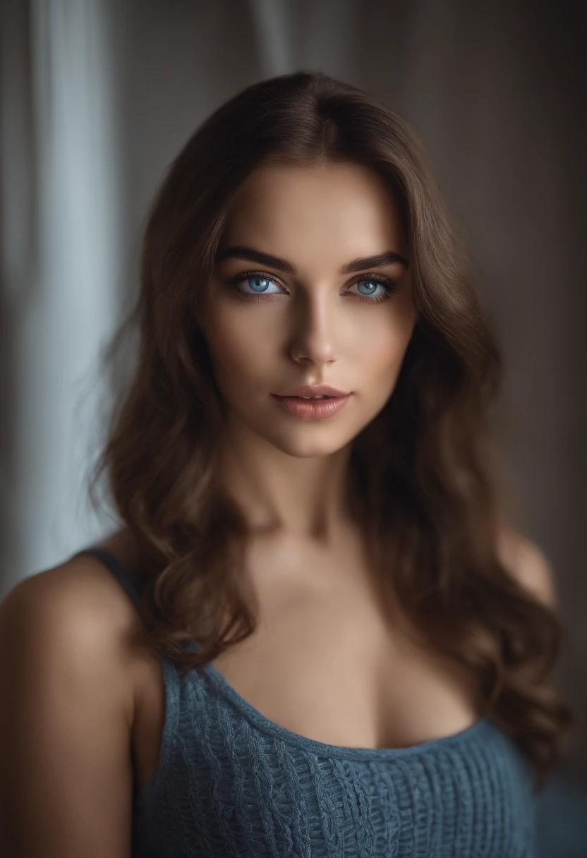 arafed frau voll , Sexy girl with blue eyes, ultra realistisch, Akribisch detailliert, portrait sophie mudd,  brown hair and large eyes, Selfie einer jungen Frau, Augen im Schlafzimmer, Violet Myers, ohne Make-up, Natural makeup, Blick direkt in die Kamera, Gesicht mit Artgram, dezentes Make-up, Stunning full body shot, die auf dem Bett kniet, im Schlafzimmer, medium to large bust size; ; ;nackt,  zeigend, medium to large breasts exposed, rasierter Po,