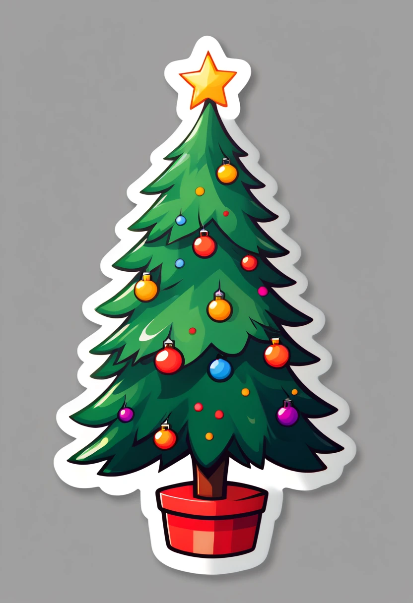 One sticker, christmas,A Christmas tree,simple backgound