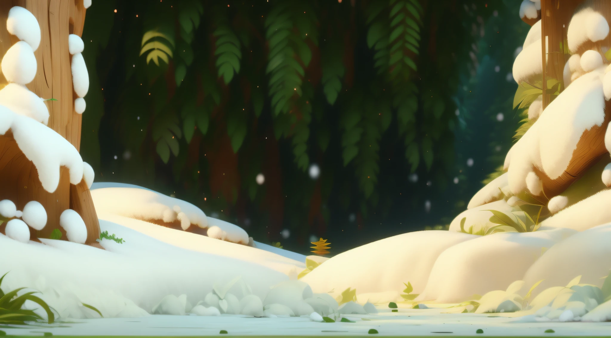 in the snow,There are cedars,Christmas tree roots,tmasterpiece,be full of details,8K