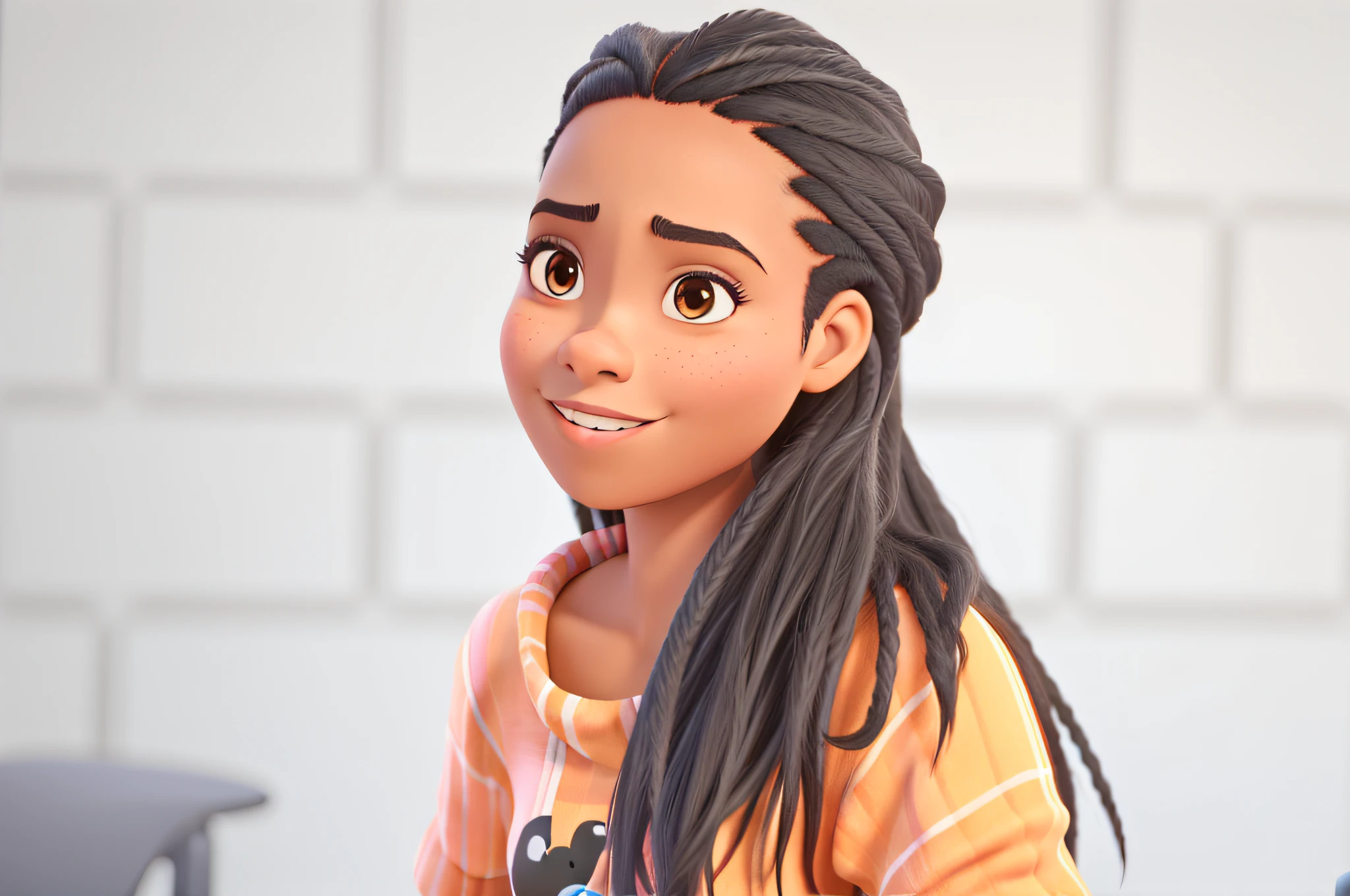 mulher jovem negra clara, igual aos filmes Disney Pixar