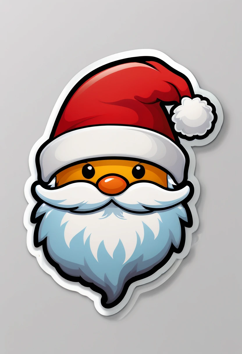 One sticker, a christmas hat, simple backgound