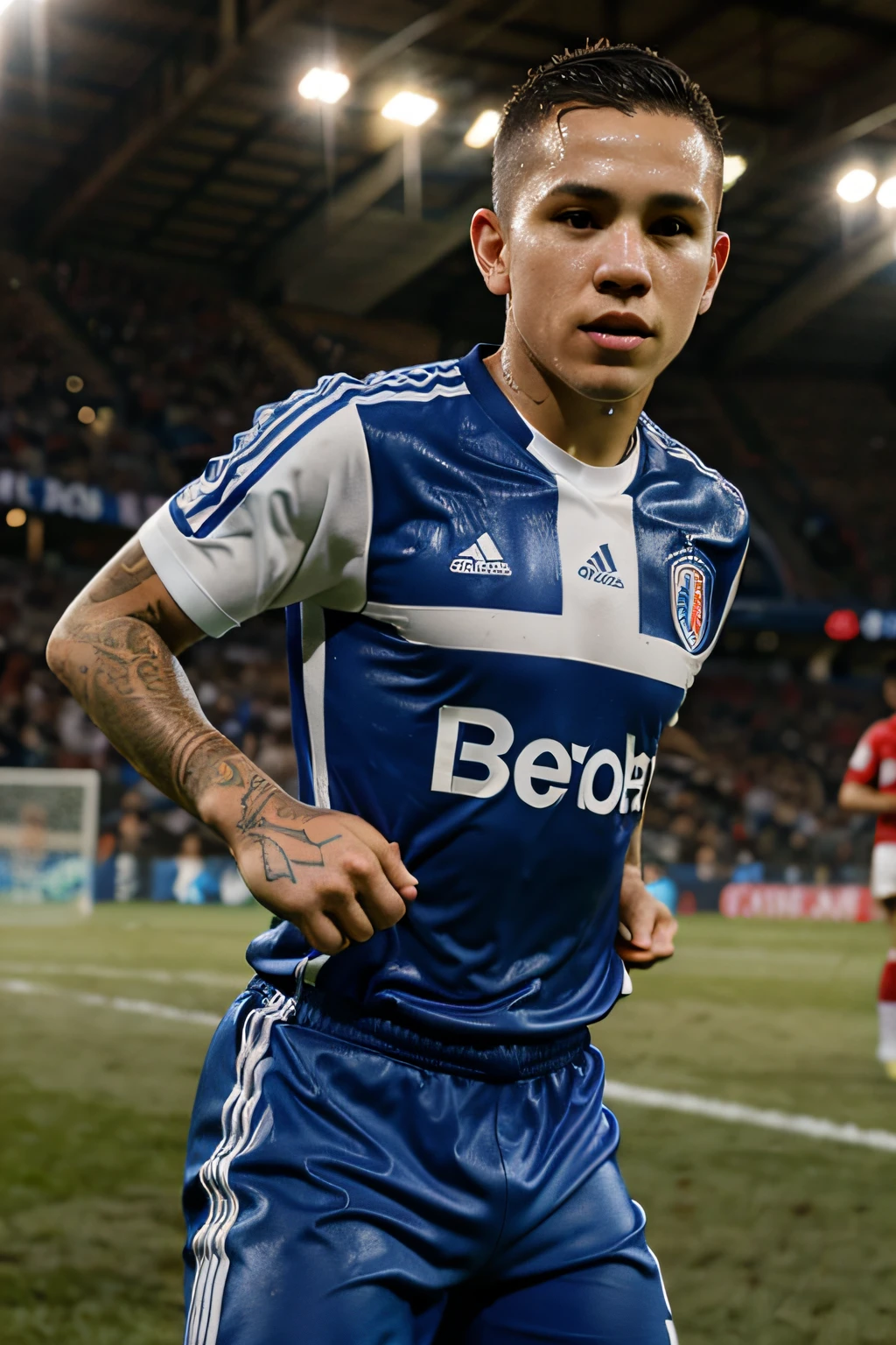 Oscar Valdez in wet soccer kit