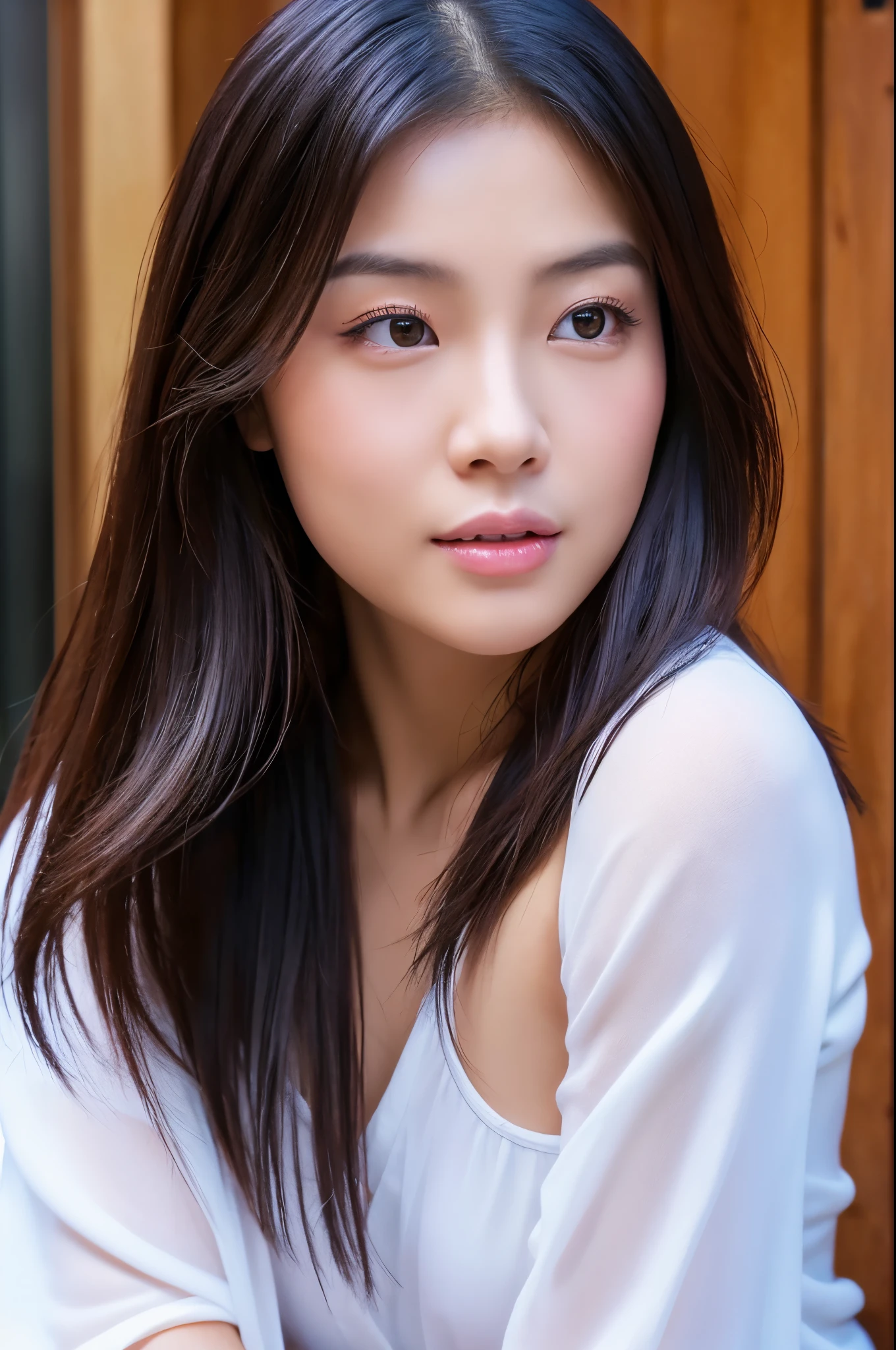 Create the face of a beautiful asian babe, that doesnt exist, realistic