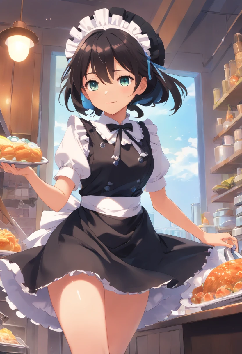 black silk maid、toppless