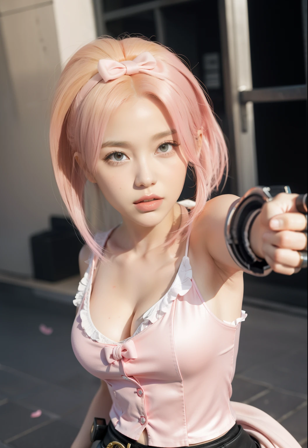 pink hair,
