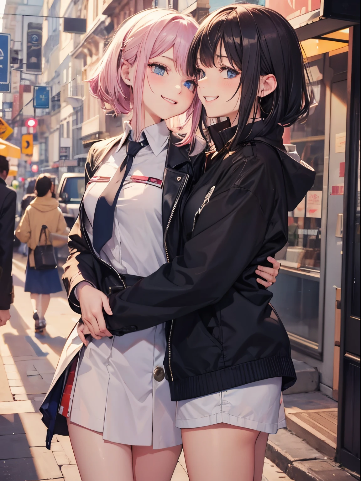 top-quality,a 18 year old girl,18 yo boy,a smile,