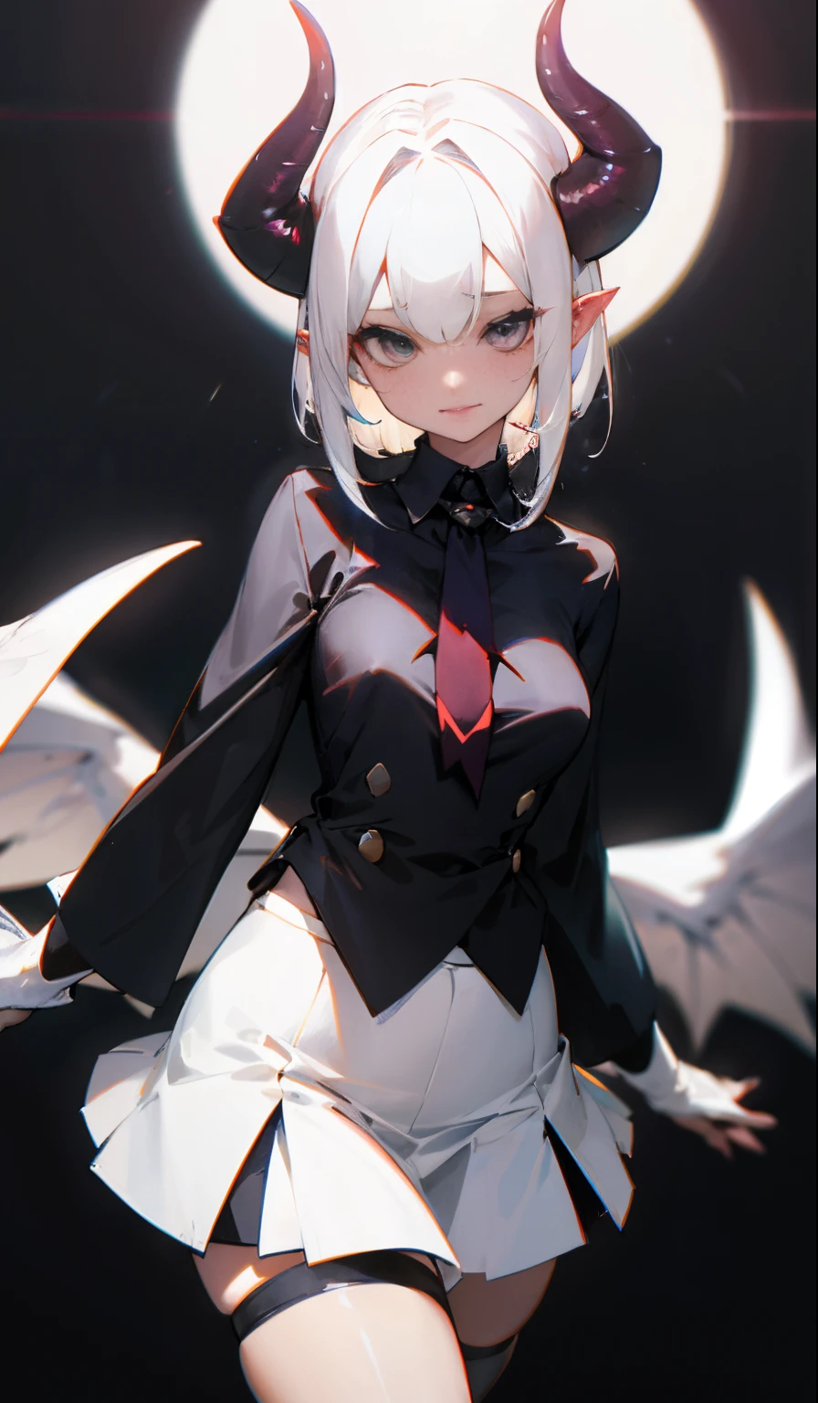 pointy ears，Bigboobs，Two legs（Princess cut hairstyle），short detailed hair，Sideburns have long hair，upper legs，white nurse outfit，White nurse's uniform，White knee-length stockings，Lace suspenders