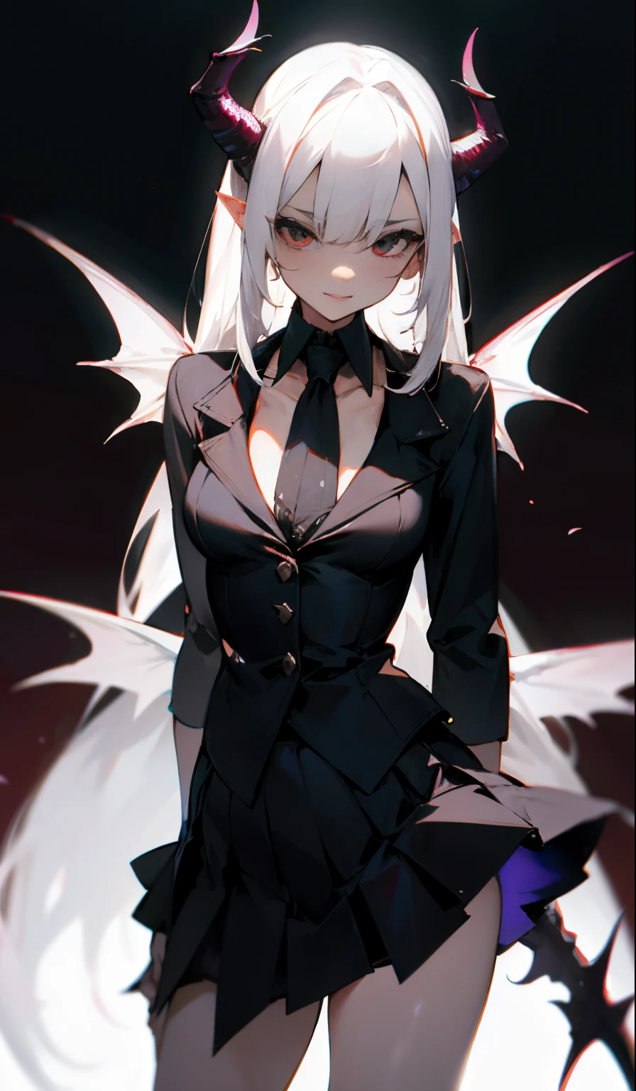 White hair,a skirt,succubi