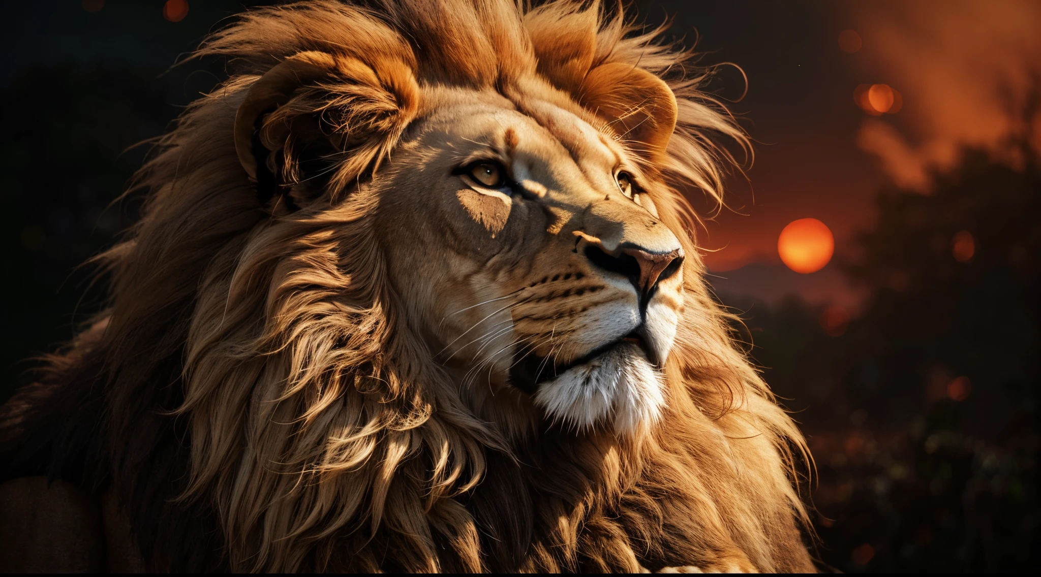 Lion, Divine Lion, naturais, Natureza, Natureza, Linda, renderizado, fotorrealista, UltraHD, 4k, texturasdetalhadas, thunders, sombras detalhadas, cores detalhadas, por do sol, sol se pondo, Sunset, Natureza Linda, Great Divine, por do sol, contraste detalhado, contraste realista, alta resolução, cores detalhadas, fogo, eletricidade, divina criatura, 8k, Detailed Realistic, 16K, 8K, HD