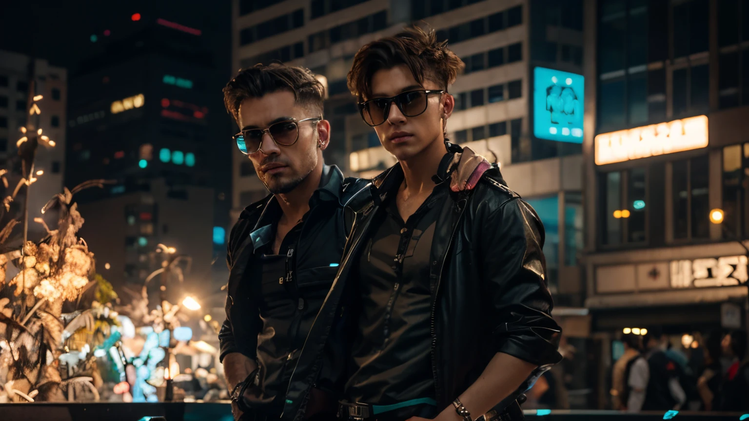 Change background cyberpunk handsome boy, realistic, face, 8k, ultra realistic,