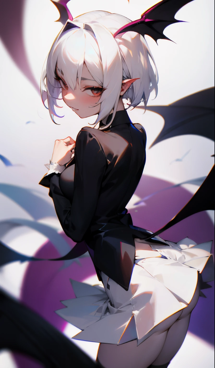 White hair,a skirt,succubi