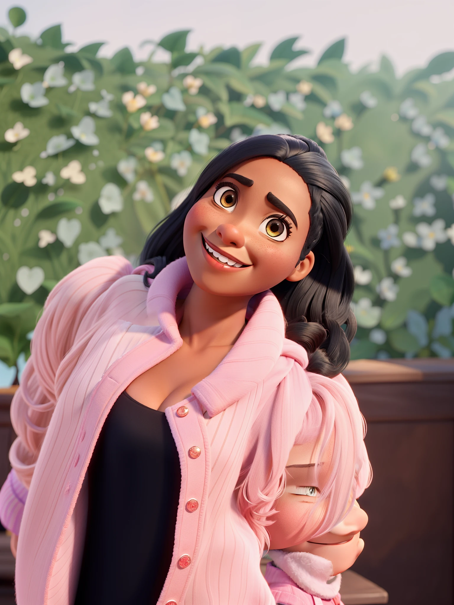 mulher negra clara olhos afinados sorrindo, Disney Pixar