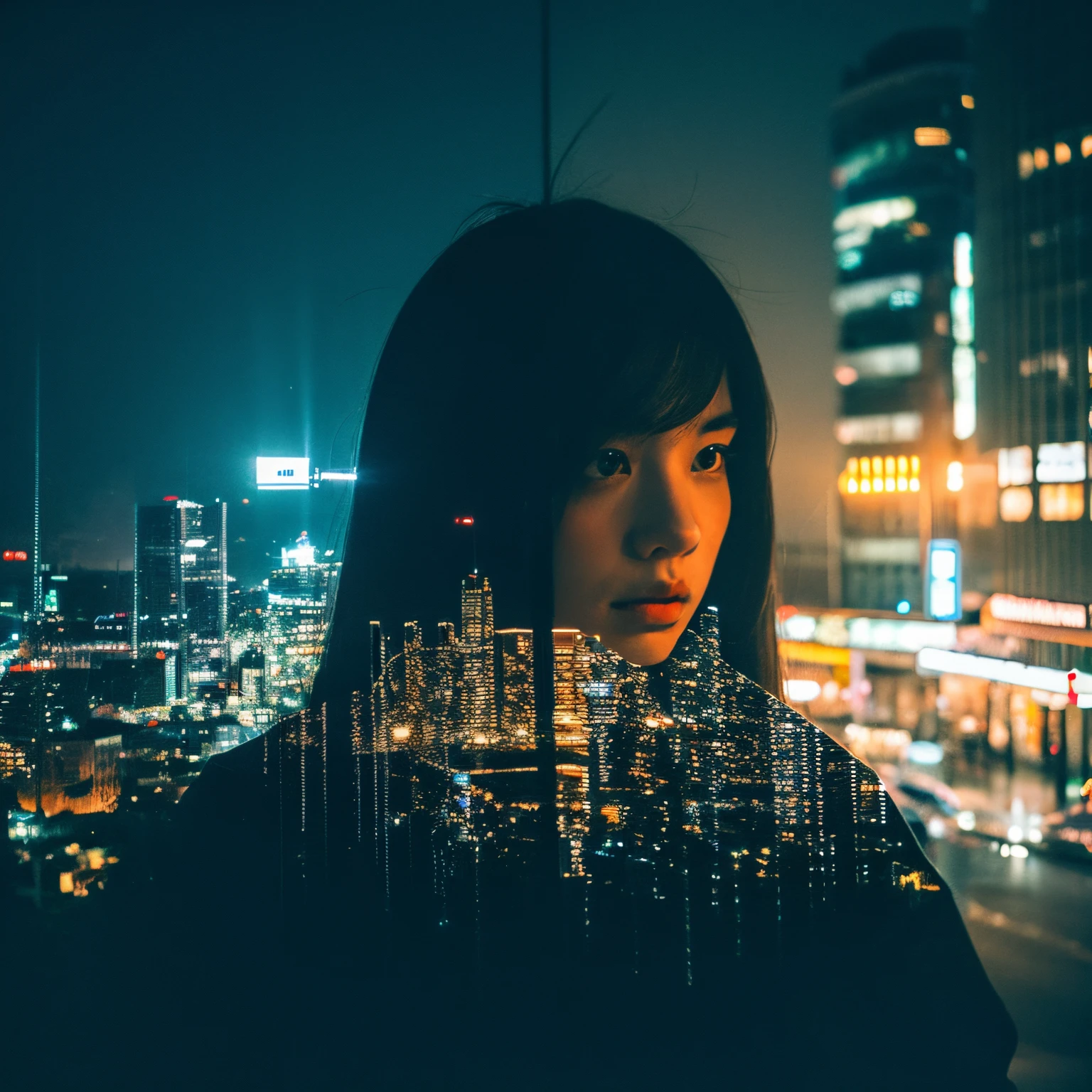 Double Exposure, Night view, ghost
