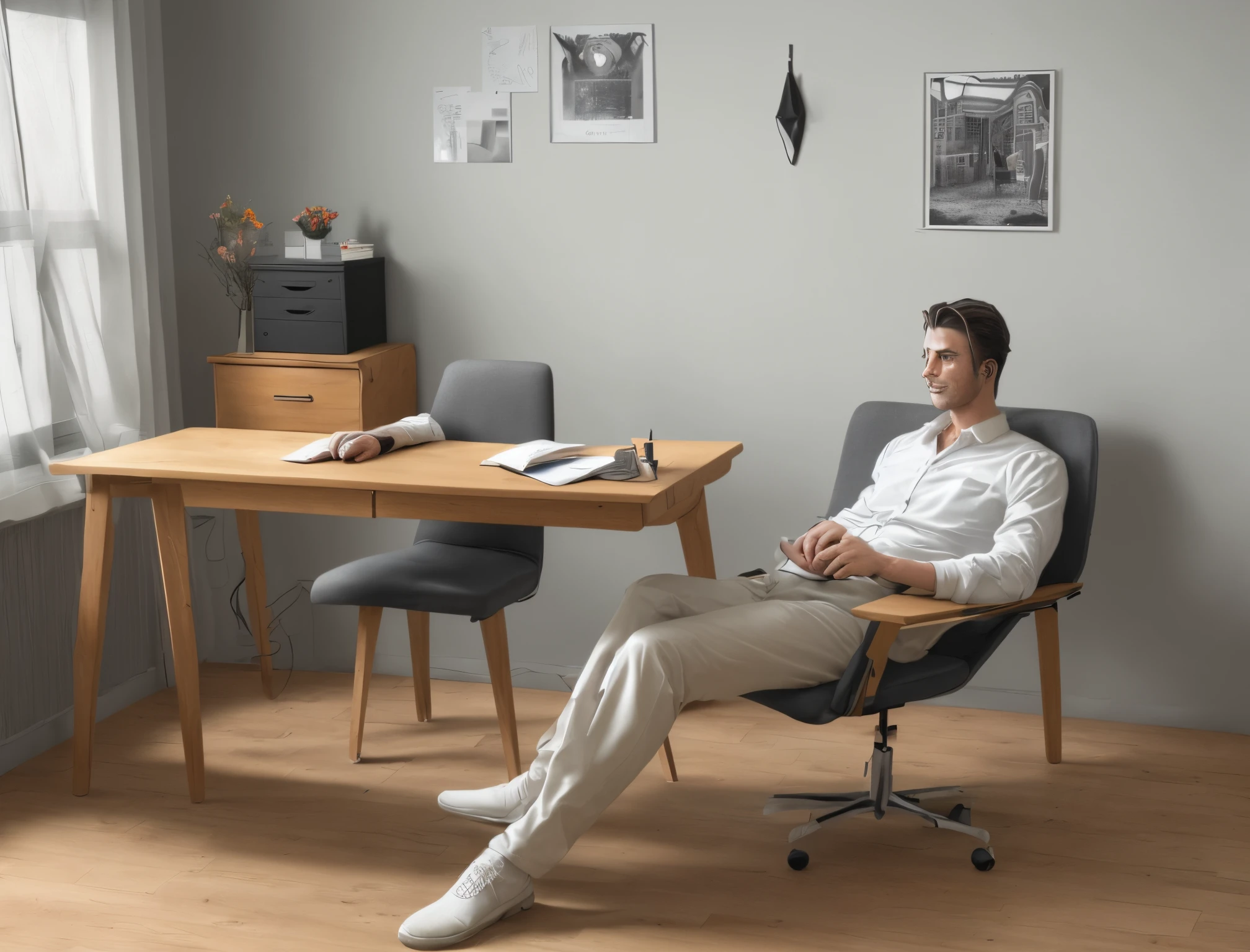 Homme en costume sur une chaise de bureau