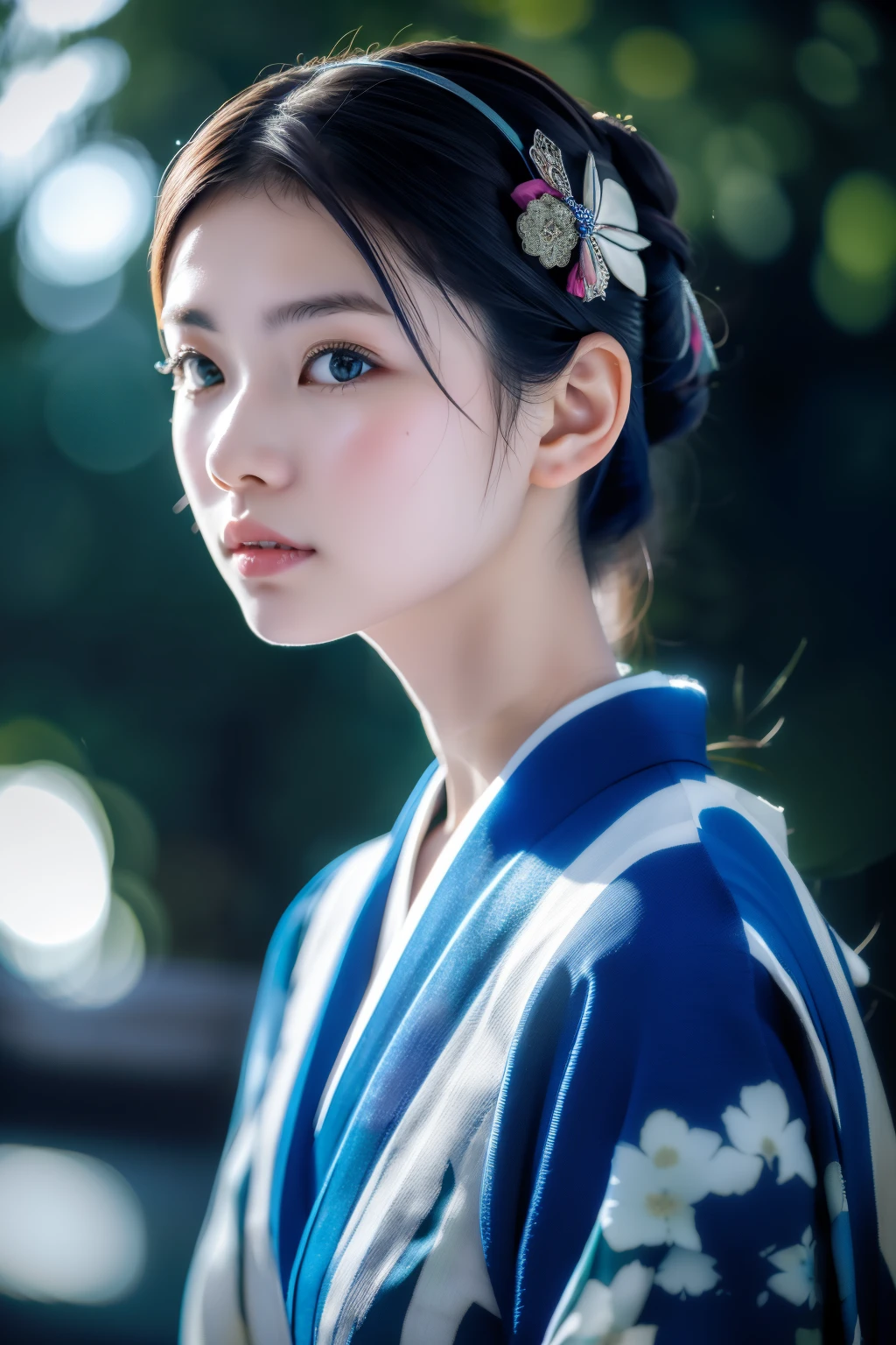 (((horizon blue world:1.3)))、Best Quality, masutepiece, High resolution, (((1girl in))), ,(((i am horizon blue:1.3)))、horizon blue kimono、 Tindall Effect, Realistic, Shadow Studio,Ultramarine Lighting, dual-tone lighting, (High Detail Skins: 1.2)、Pale colored lighting、Dark lighting、 Digital SLR, Photo, High resolution, 4K, 8K, Background blur,Fade out beautifully、horizon blue world