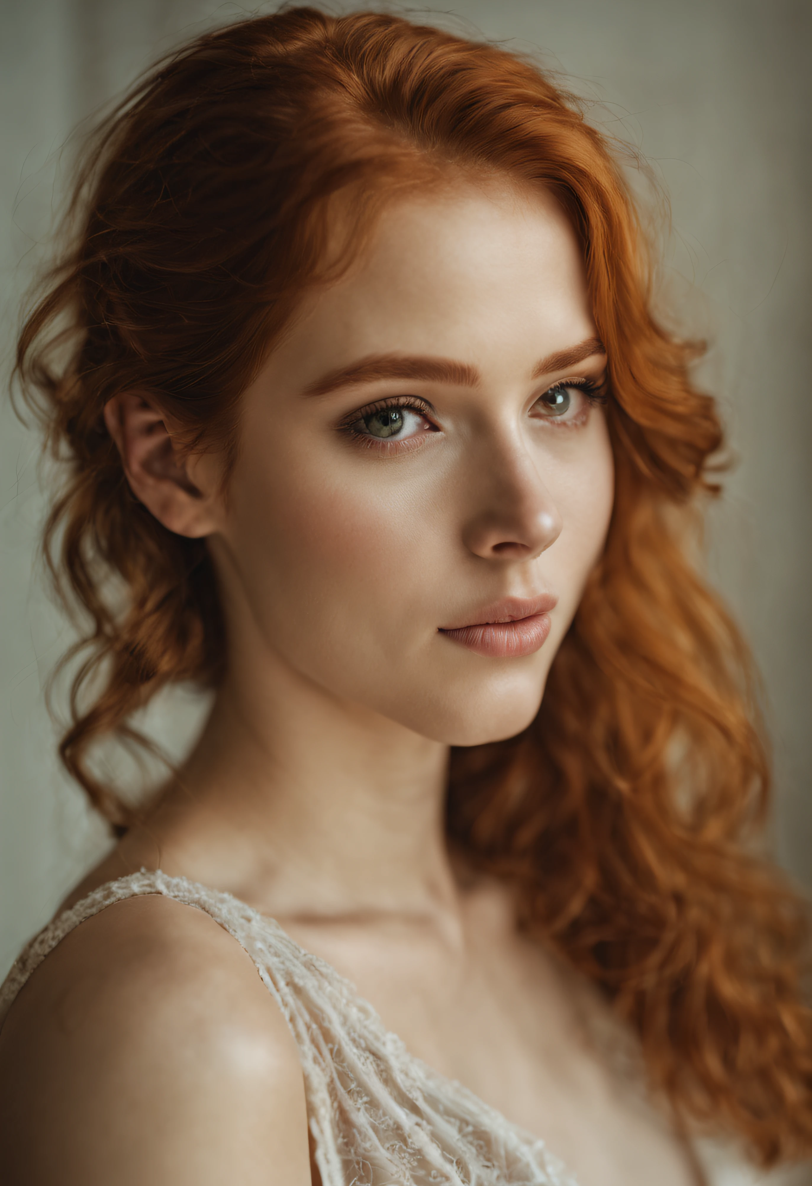 portrait photo of  26 y.o redhead woman, perfect natural face, cute natural makeup, big breasts, slim body, natural skin, 8k uhd, high quality, film grain,