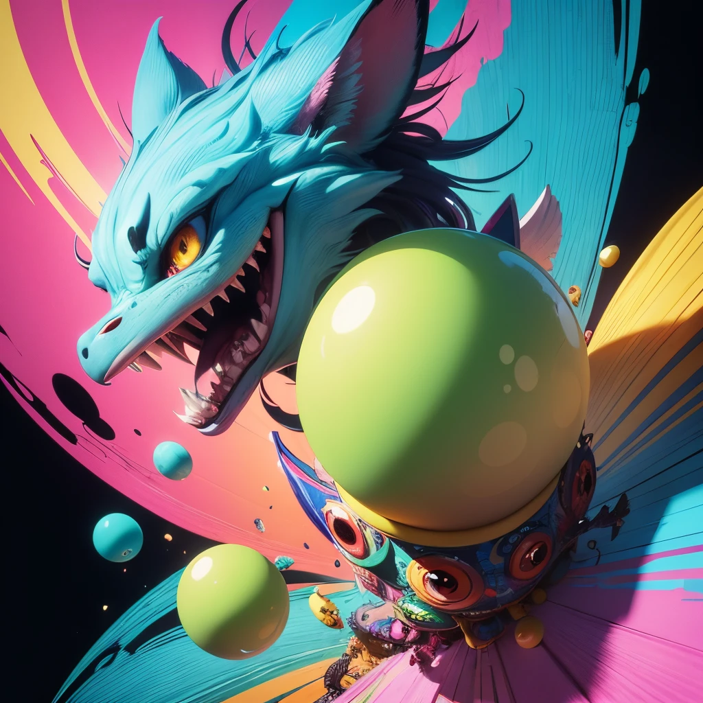 (Best Quality,4K,hight resolution,masutepiece:1.2),Vibrant colors,comical monster,charming and whimsical,Playful atmosphere,colorful illustration,Fun scenes,Expressive manga style,quirky characters,Artwork with attention to detail,Cute and lively creatures,bright and lively scenery,Energetic and dynamic composition,stylized and imaginative,Eye-catching design,Cartoon features,vivid and exaggerated expressions,Imaginative and interesting creature designs,light and cheerful tone,toy-like texture,stunning visuals,A fun and vibrant palette,Playful and humorous details,Surreal elements,A world of magic and enchantment,Original and unconventional characters,Expressive and comical pose,Weird and fantastic creatures,Fun and enjoyable interaction,exaggerated funny facial expression,attractive and vibrant landscape,Carefully crafted detailed background,animalistic and lively atmosphere,A fun and engaging story,Humor and interesting storyline,bright and fun experience,Manga-inspired aesthetics,Visually appealing and appealing artwork.