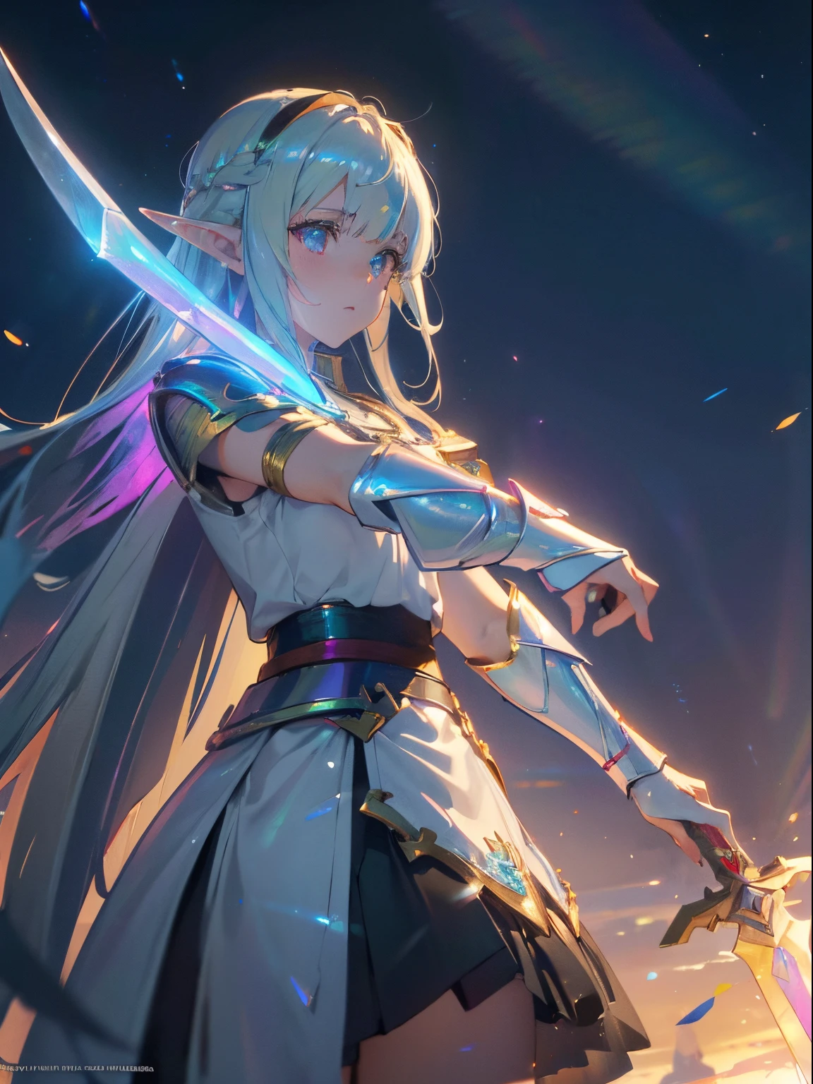asunayuuki, With two swords, White combat uniform, Sword Art Online Arisesion, Red strokes that simulate the speed of the character, Battle Mode, (Ultra-realistic), {extremely detailed 8k CG unit wallpaper}, Vast landscape photos, (A central view that prioritizes the entire character, (Wide Open Field View), (low angle shot), (highlight: 1.5), (low illuminance: 1.0), (Warm light source: 1.0), intricate-detail, (Iridescent colors: 1.5), (Bright lighting), (Atmospheric lighting), Sword Art Online, Dreamy, Anime、Anime girl with sword and armor in her hands, cushart krenz key art feminine, portrait knights of zodiac girl, White armor, armor girl, Dressed in light armor, knights of zodiac girl, Gorgeous Female Paladin, Detailed key anime art, alluring elf princess knight, she holds a sword, crisp clear rpg portrait, in opal armor、