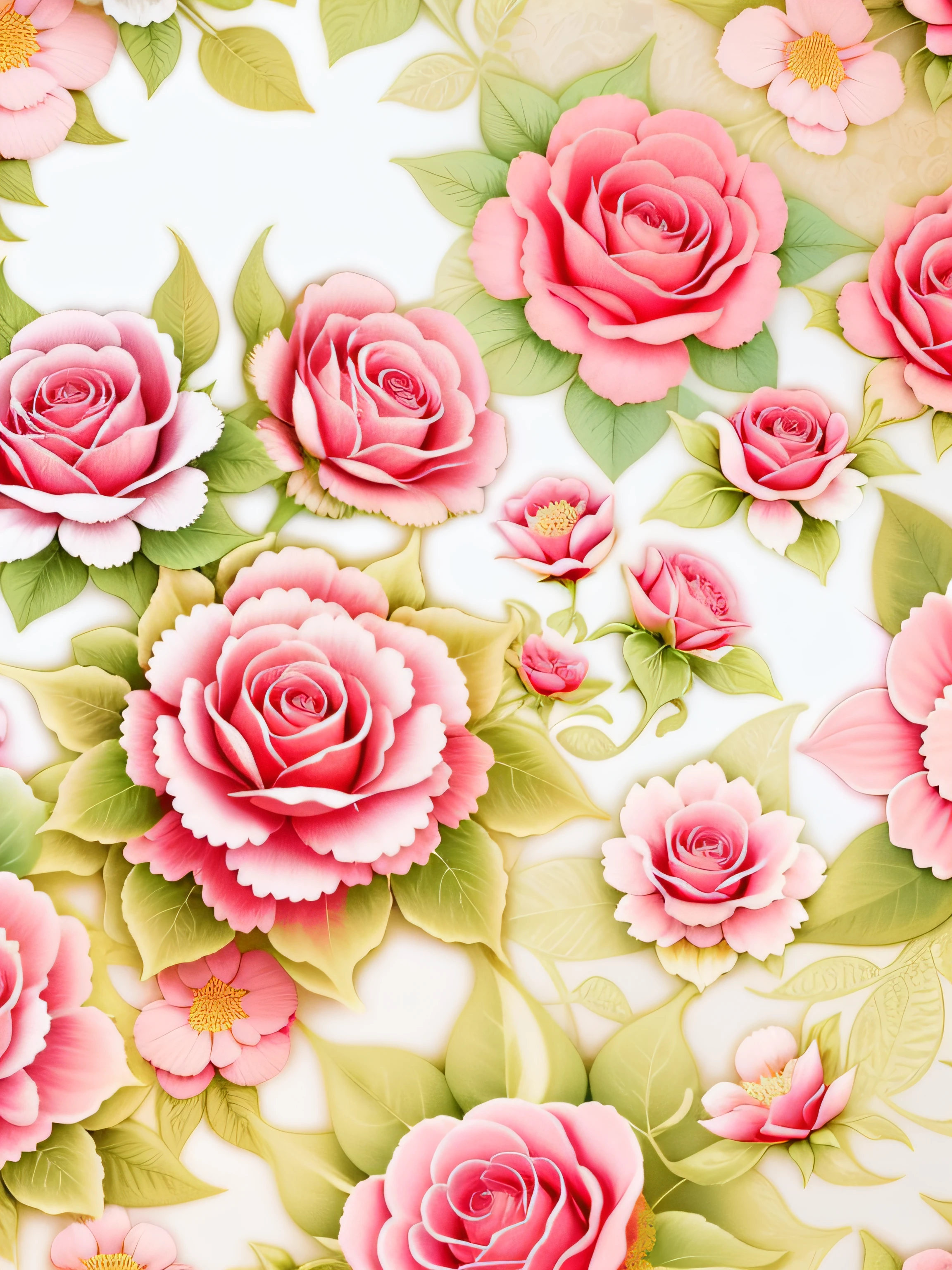 Small Roses, Pattern of flowers and leaves on white background, floral patterns, flowery wallpaper, Flower background, flower, flower bloom, patchy flowers, floral wallpaper, opulent, floral patterned skin, flowers and blossoms, beautiful flowers, Floral!, floral motives, pastel flowery background, florest background, floral explosion, Pink flowers, ornate floral, Garden floral pattern